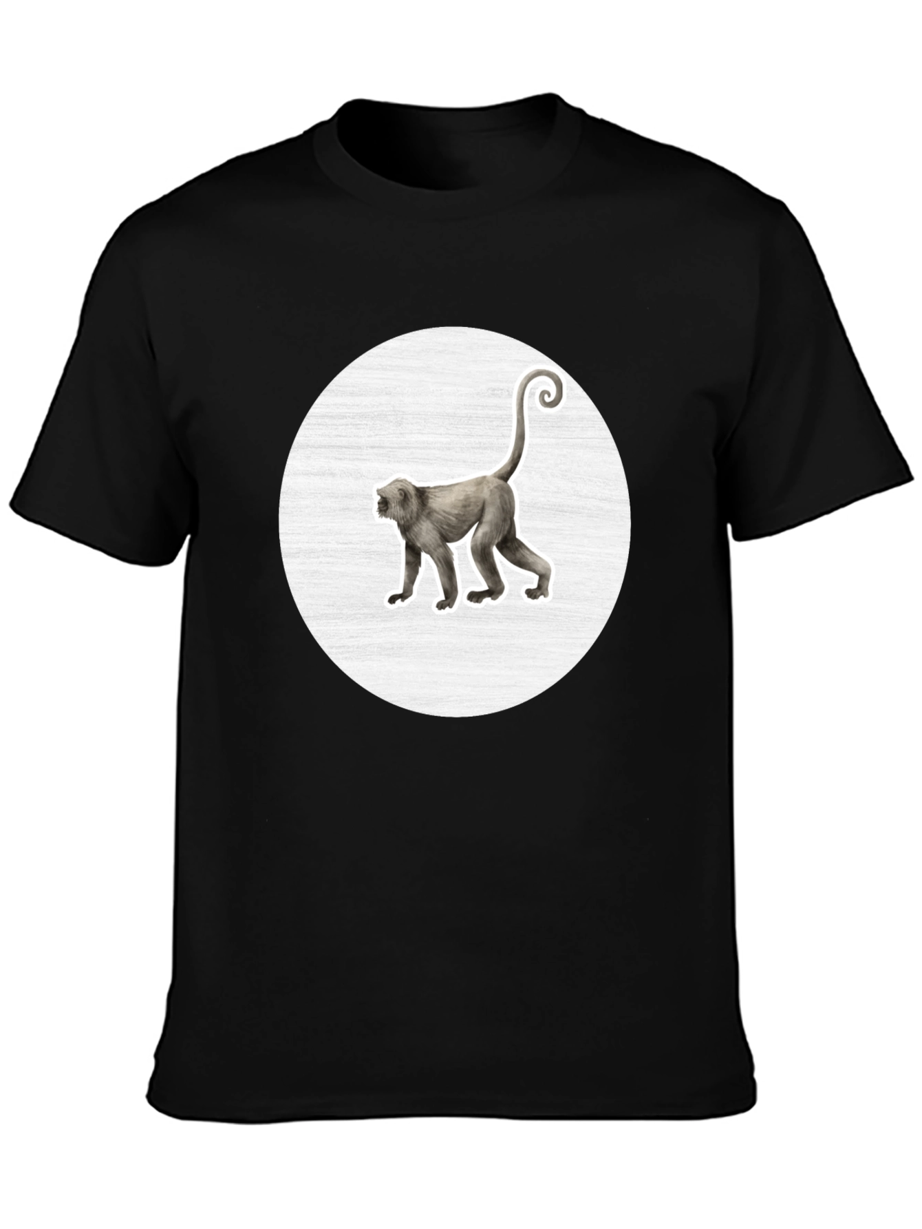 Monkey Graphic Black Crew Neck T-Shirt