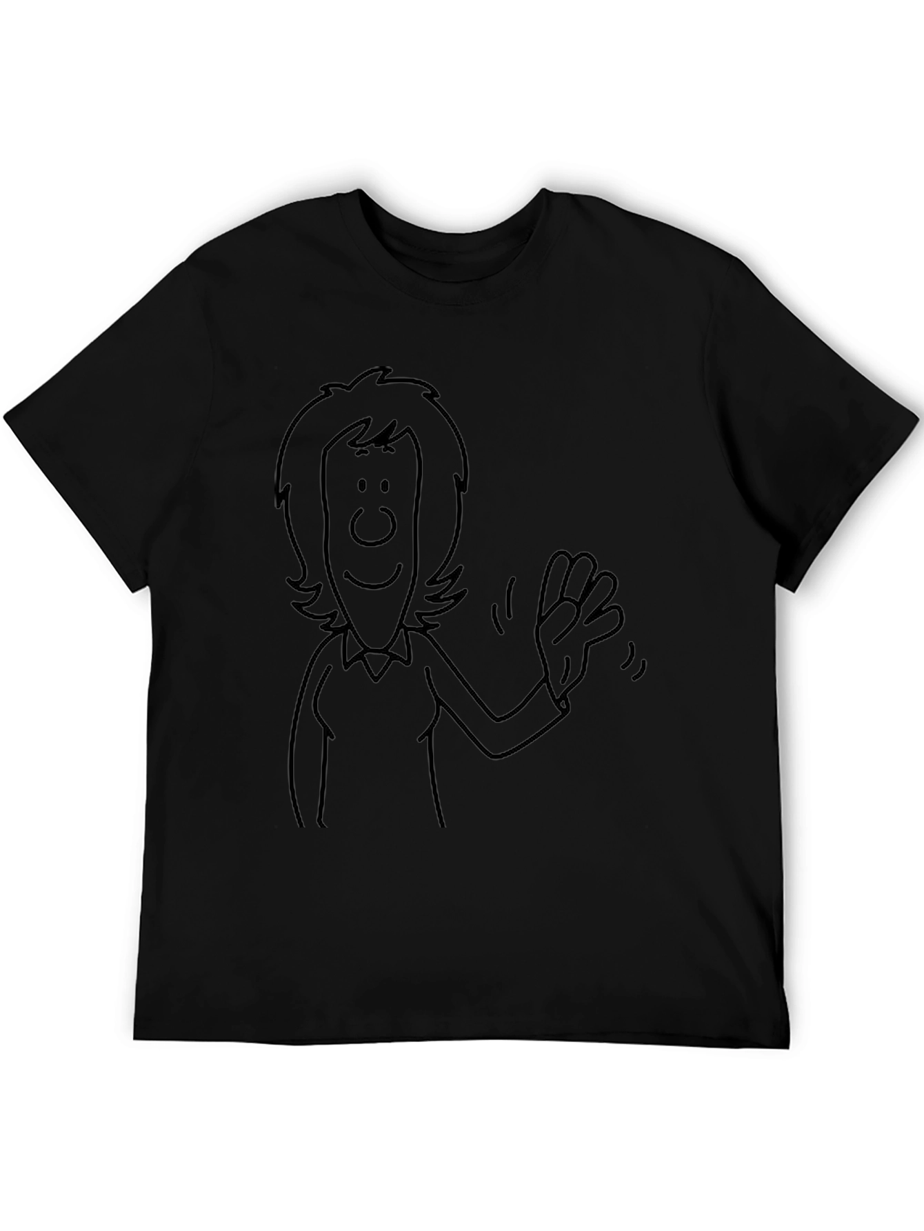 Cartoon Character Graphic Tee - Black
