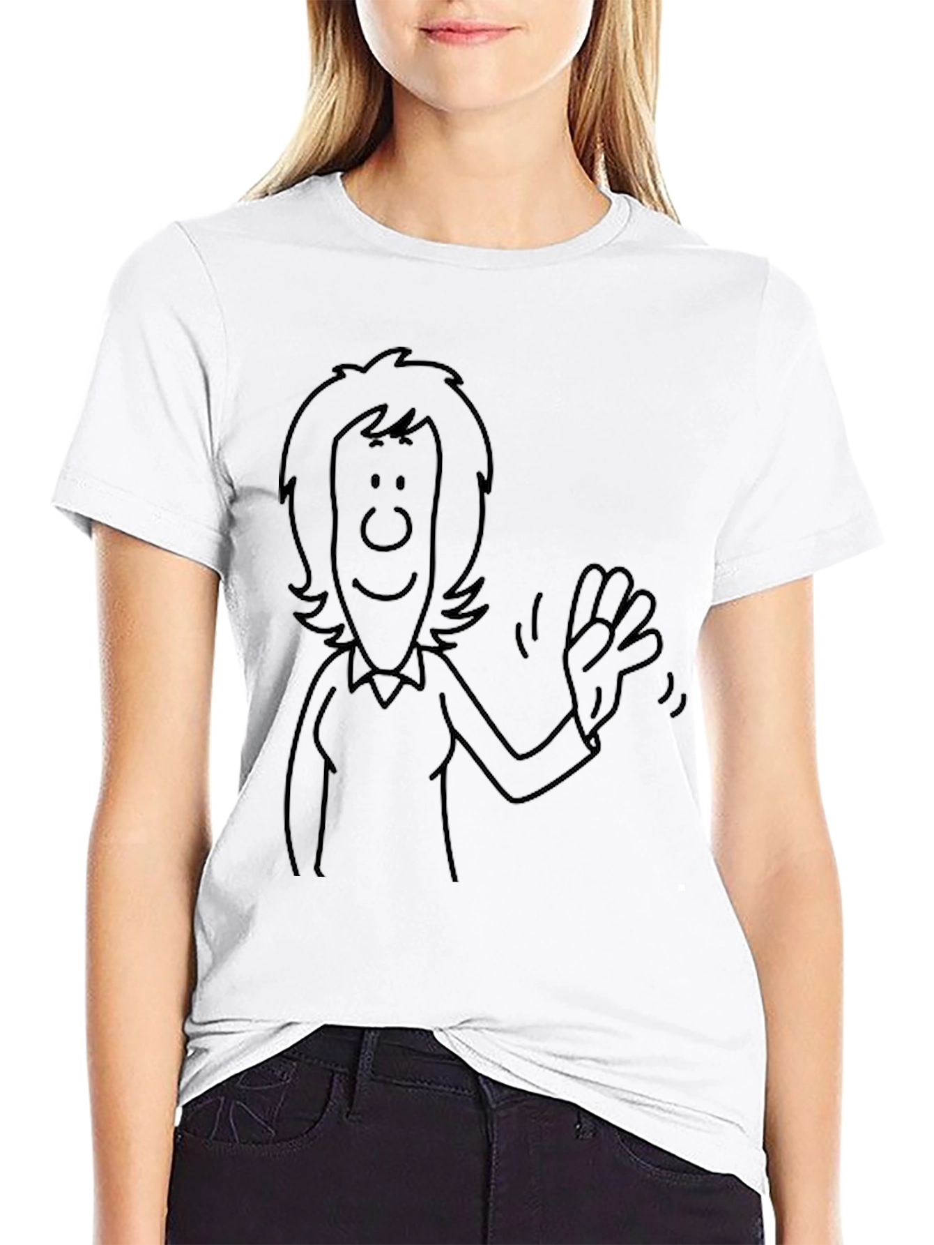 Cartoon Character Graphic Tee - Black