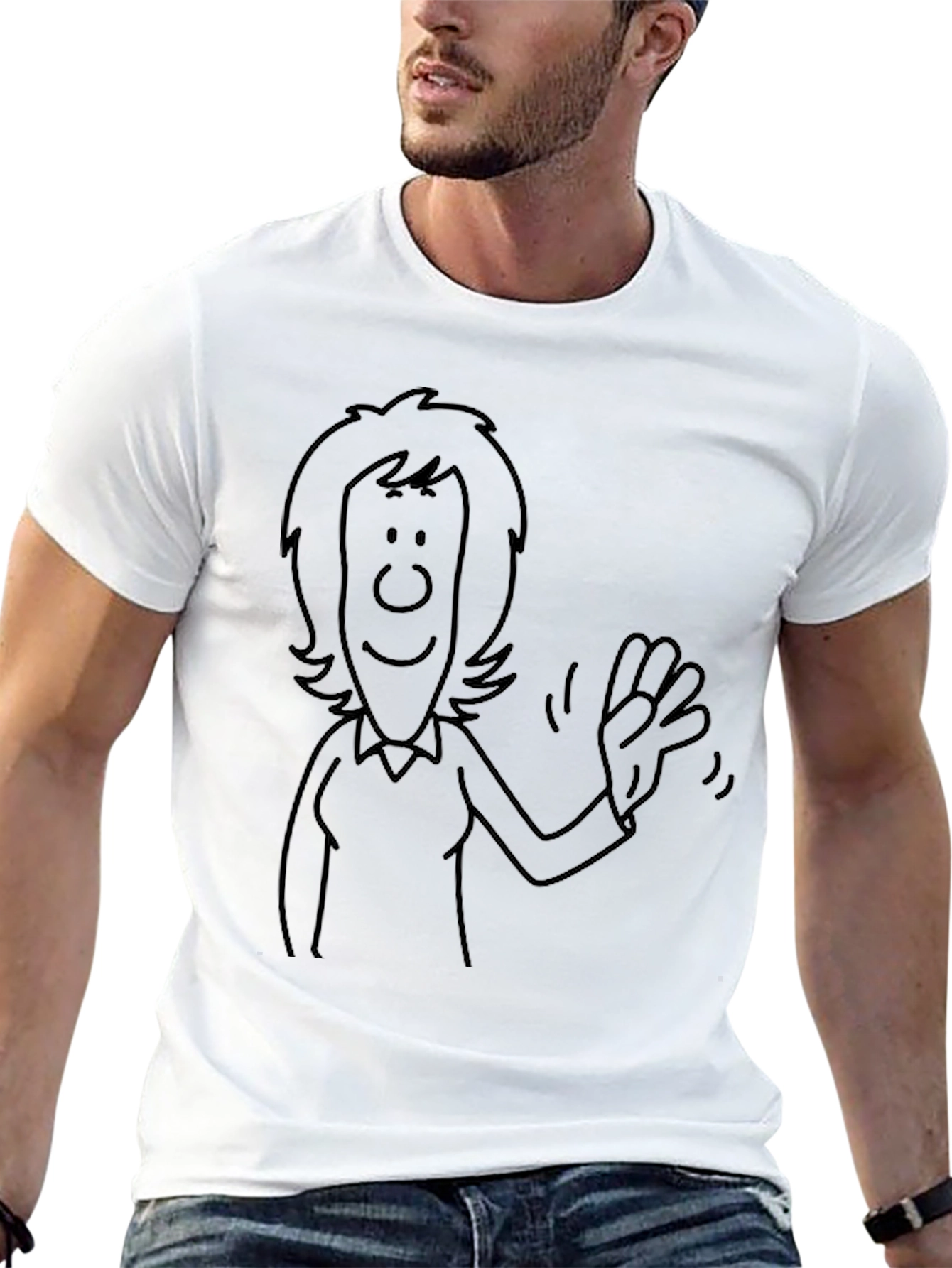 Cartoon Character Graphic Tee - Black
