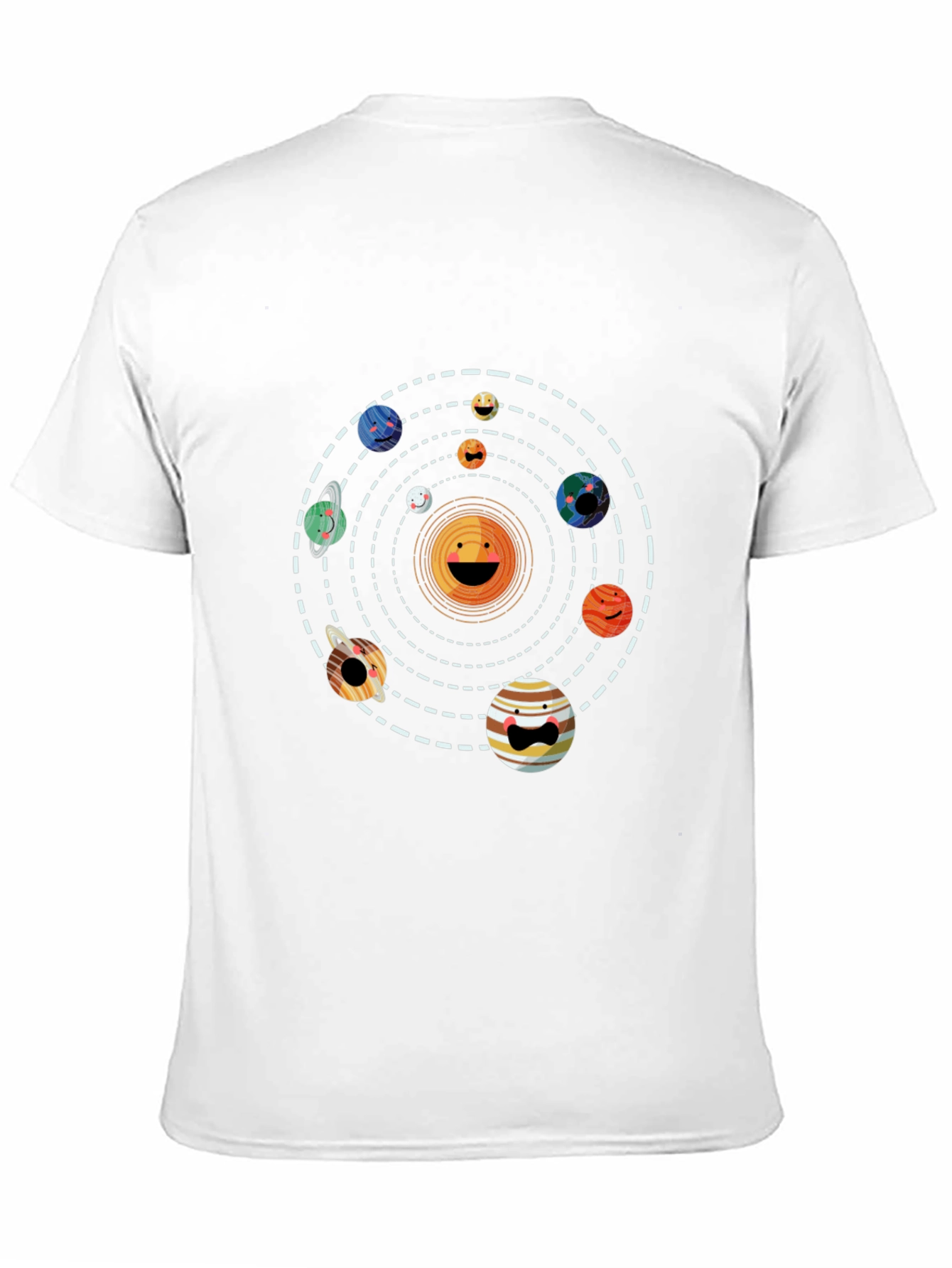 Solar System Smiley Face Black T-Shirt
