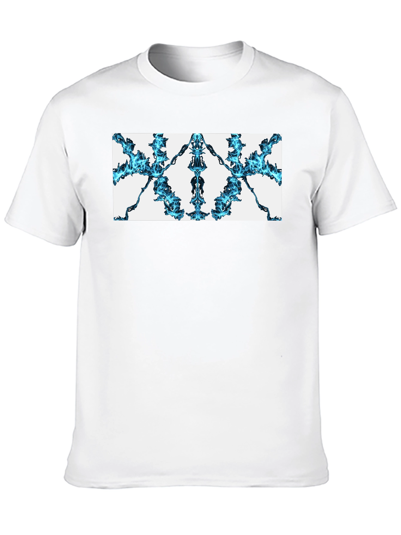 Abstract Blue Flame Graphic Black Tee