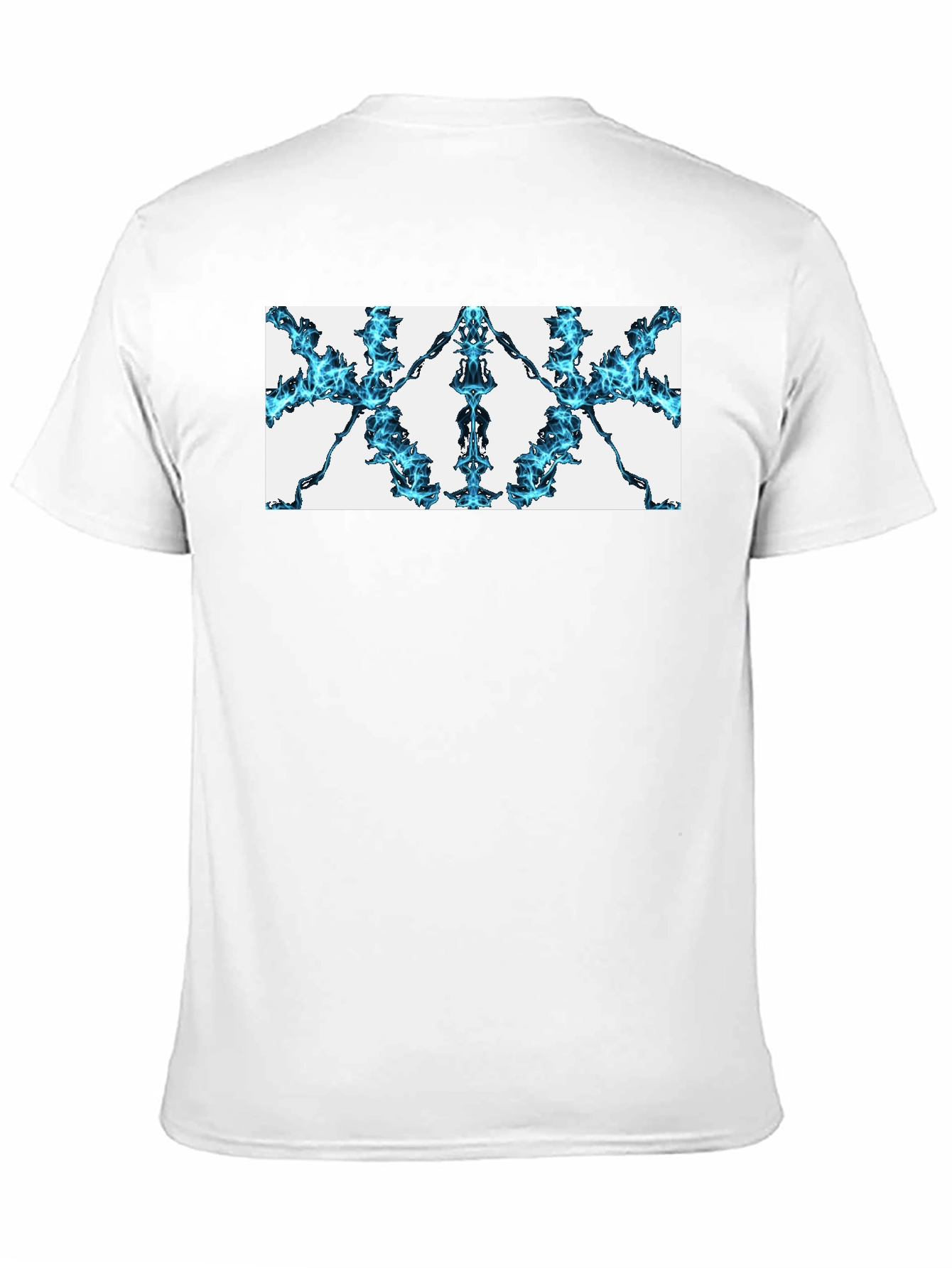 Abstract Blue Flame Graphic Black Tee