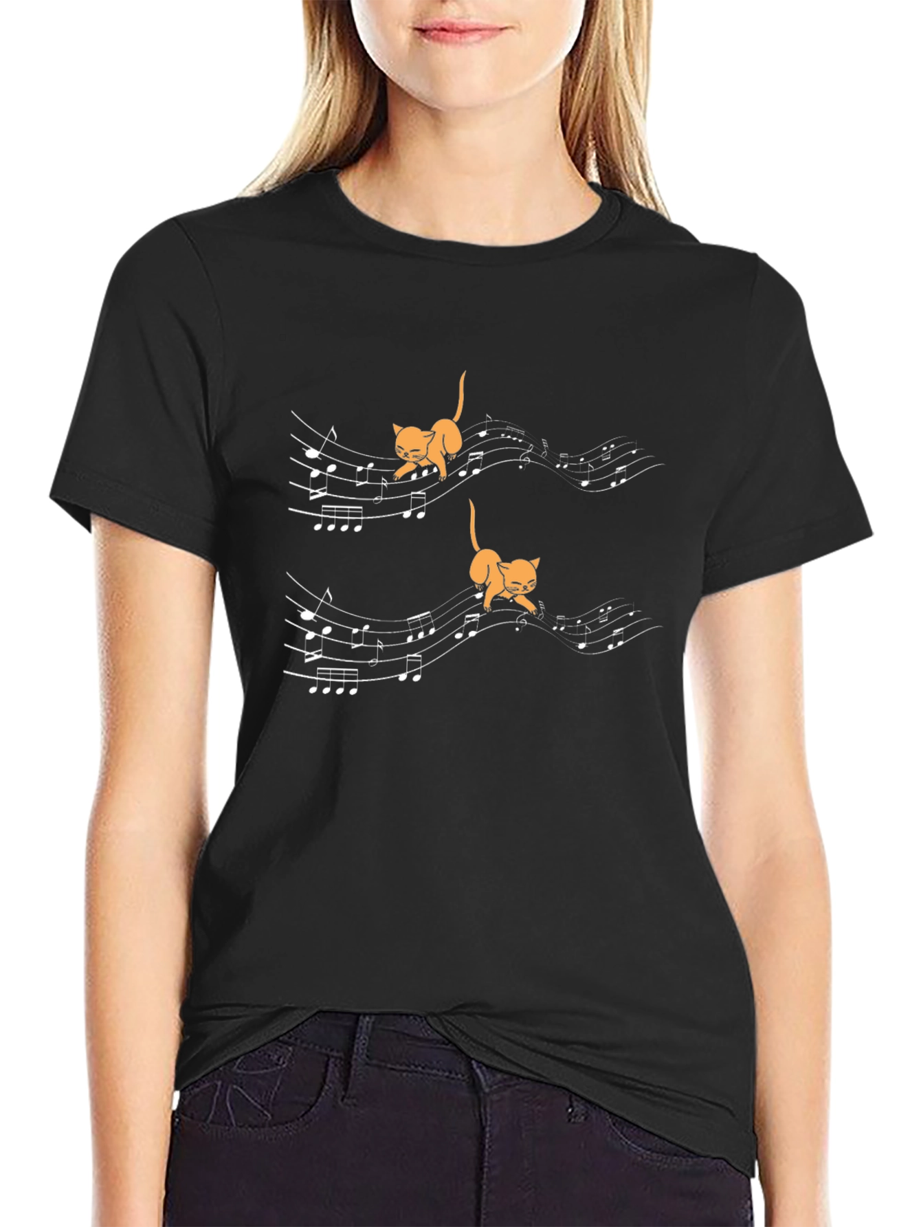Musical Cats Black T-Shirt