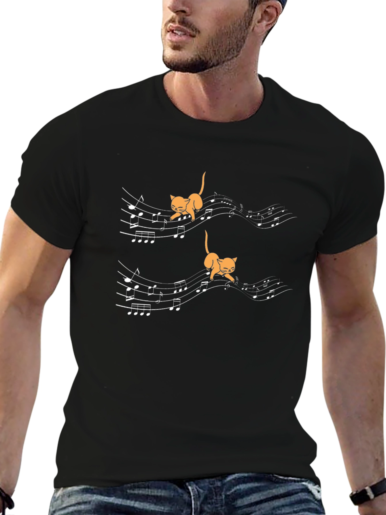 Musical Cats Black T-Shirt