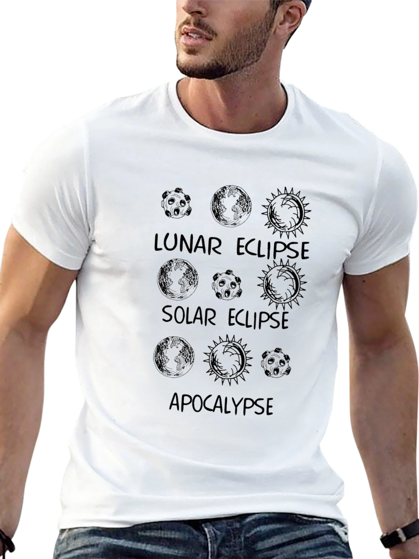 Lunar Solar Eclipse Apocalypse Black Graphic Tee