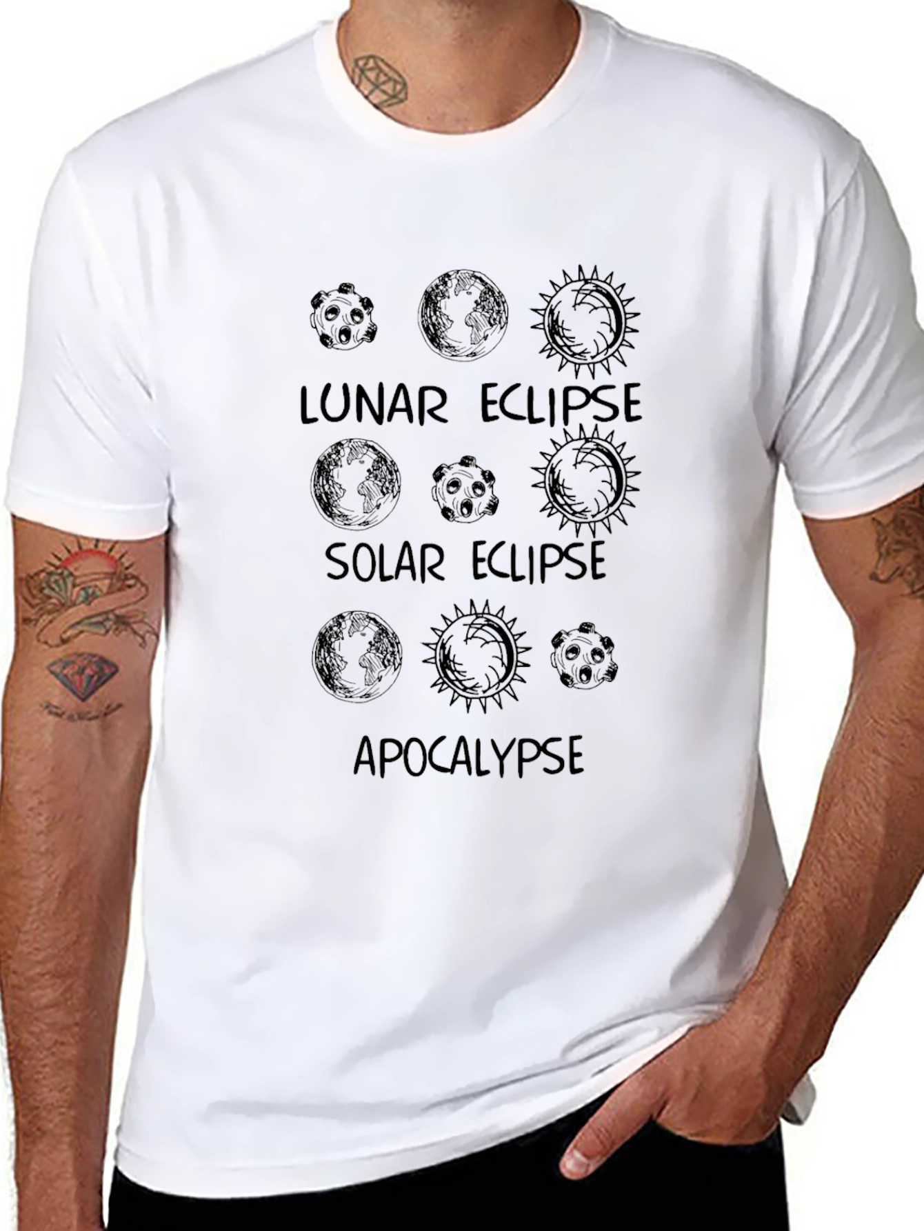 Lunar Solar Eclipse Apocalypse Black Graphic Tee