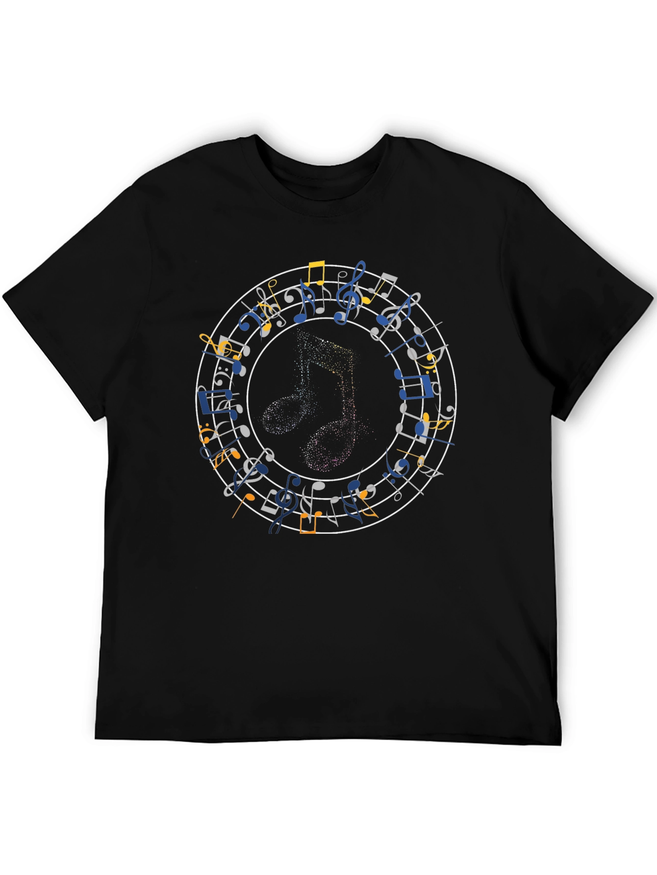 Musical Notes T-Shirt - Black Crew Neck Tee