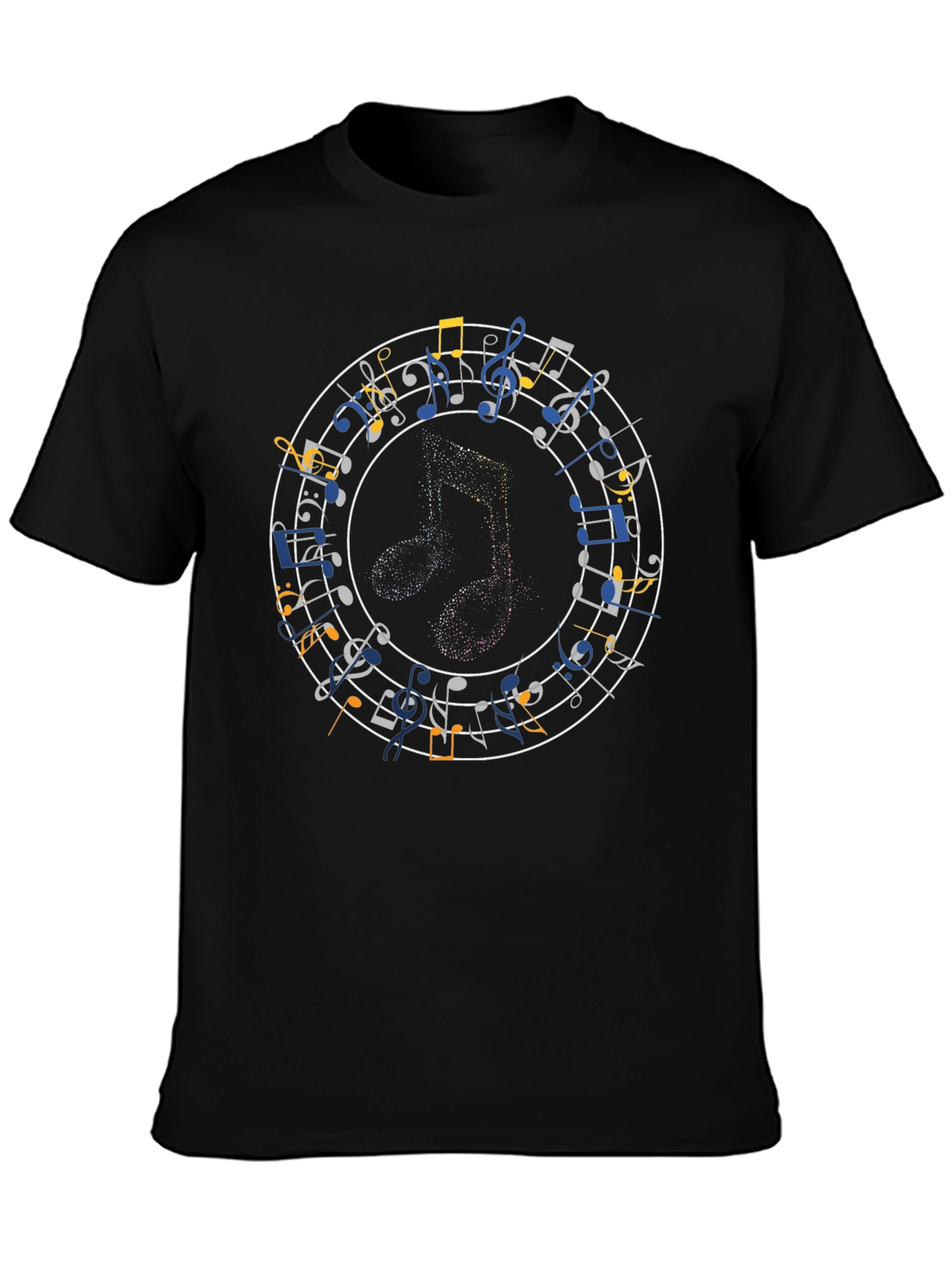 Musical Notes T-Shirt - Black Crew Neck Tee