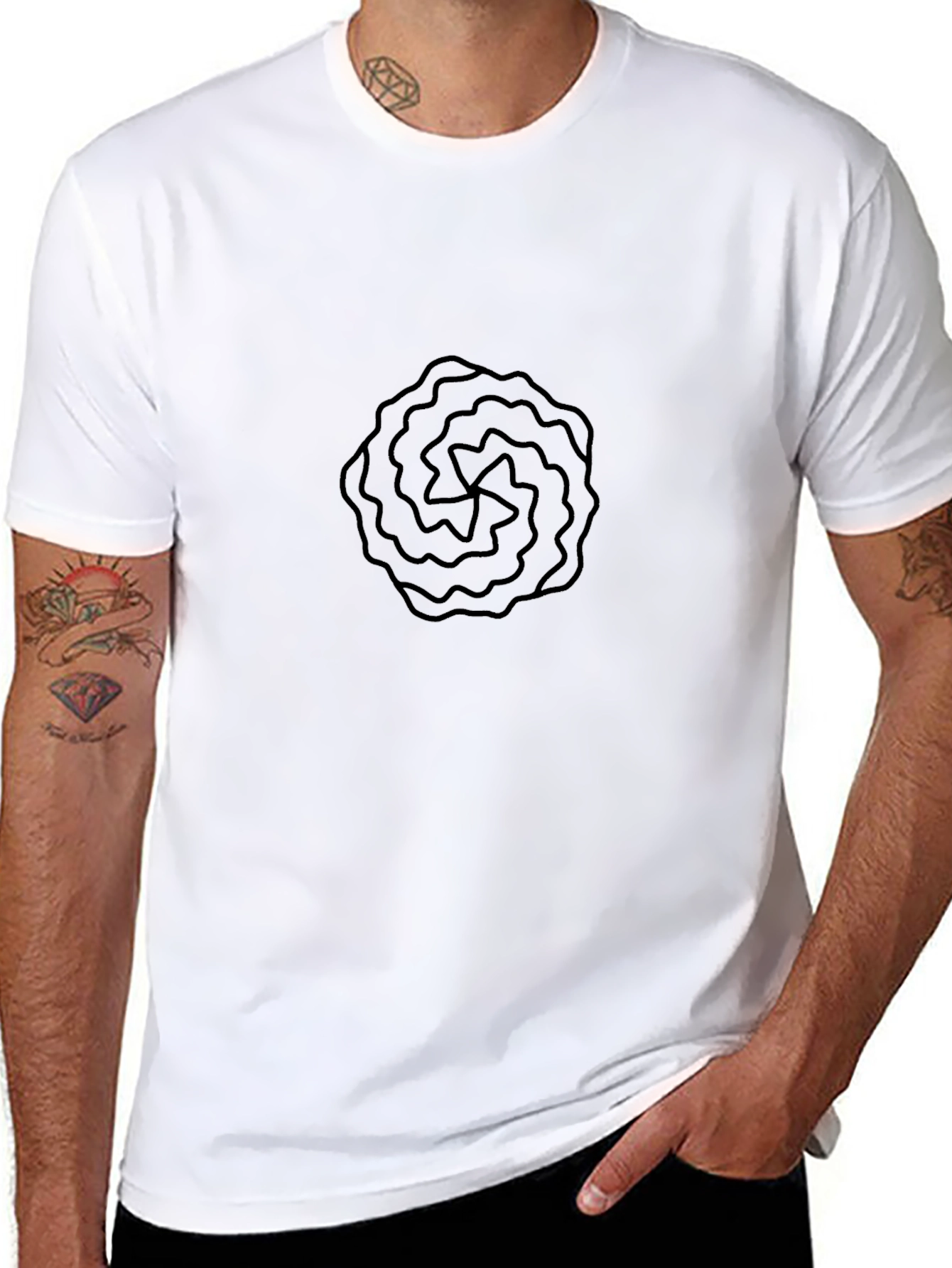 Abstract Swirl Graphic Tee - Modern Black T-Shirt