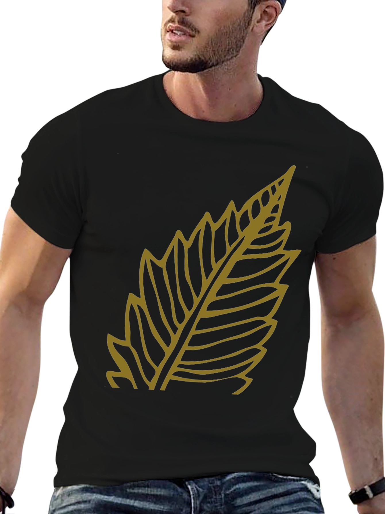 Leaf Graphic Black T-Shirt