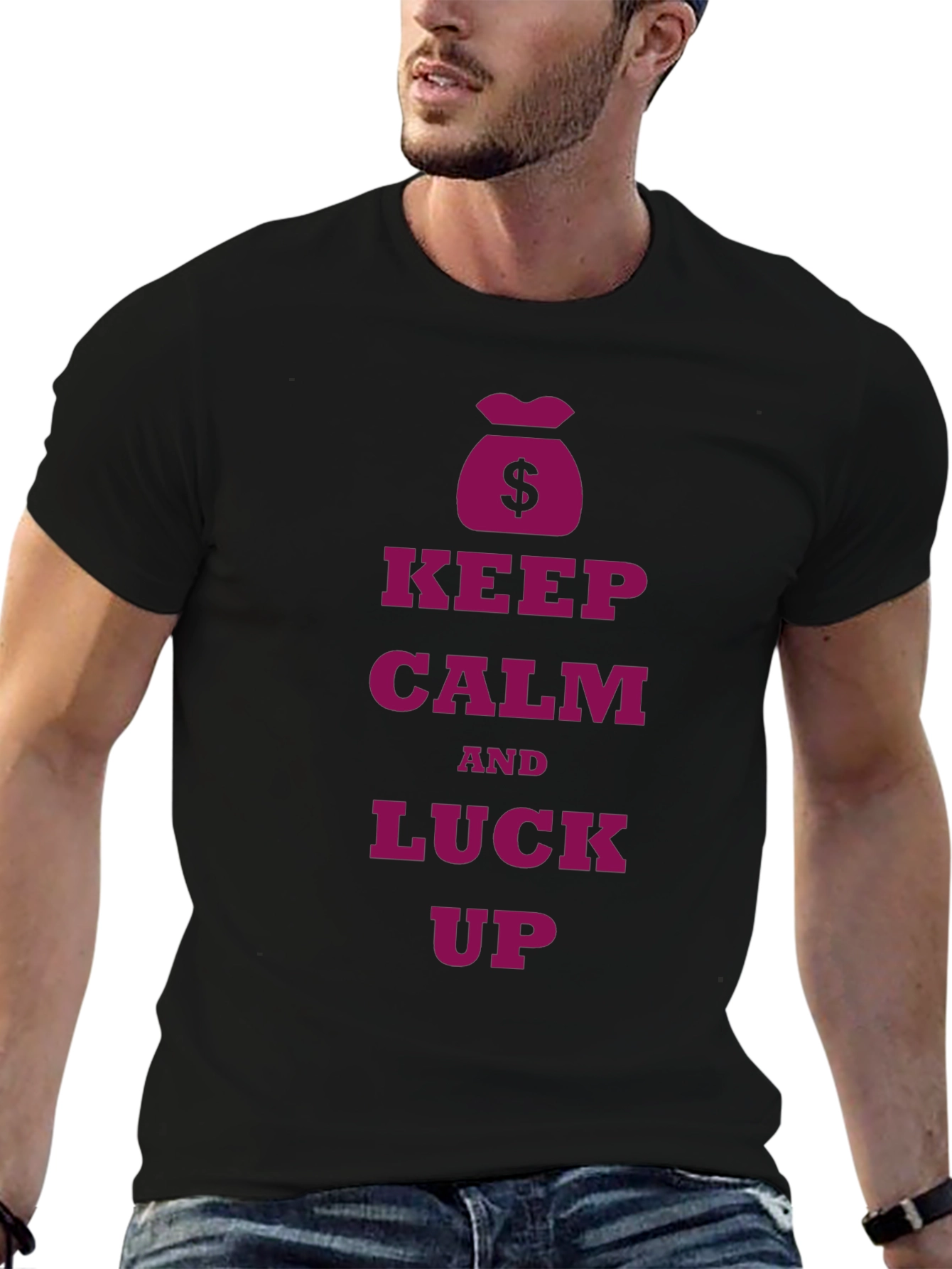 Keep Calm and Luck Up Black T-Shirt