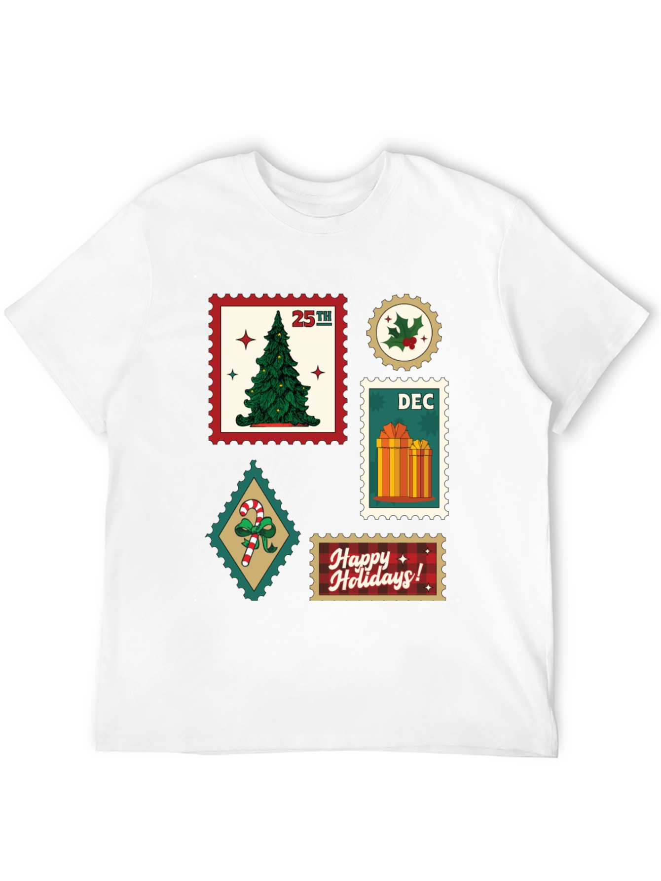 Festive Christmas Stamps Graphic T-Shirt