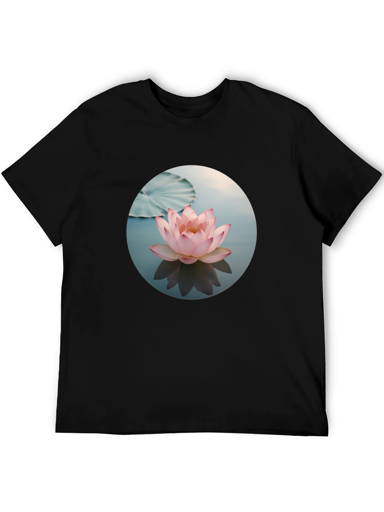 Lotus Flower Graphic Print Black T-Shirt