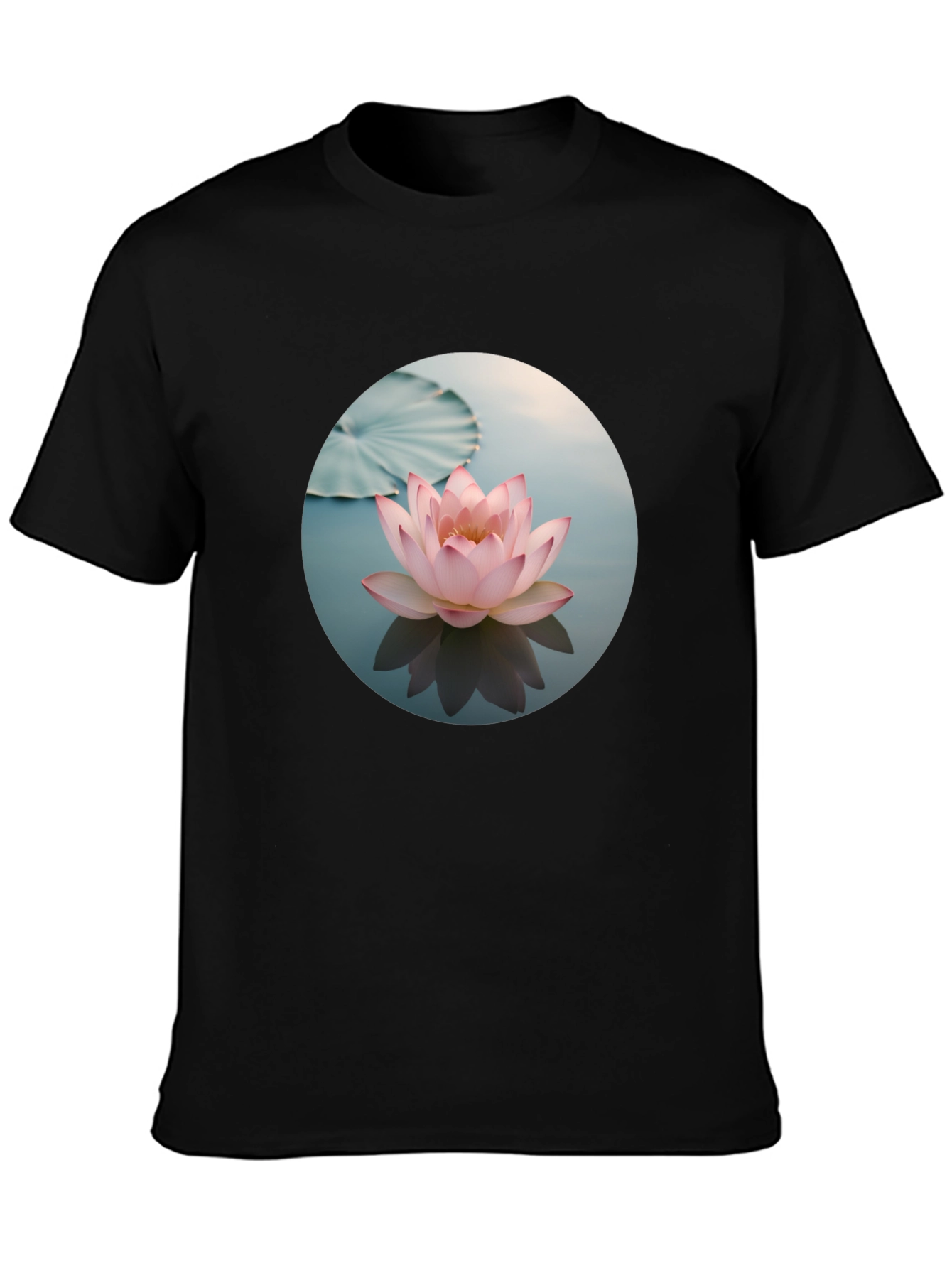 Lotus Flower Graphic Print Black T-Shirt