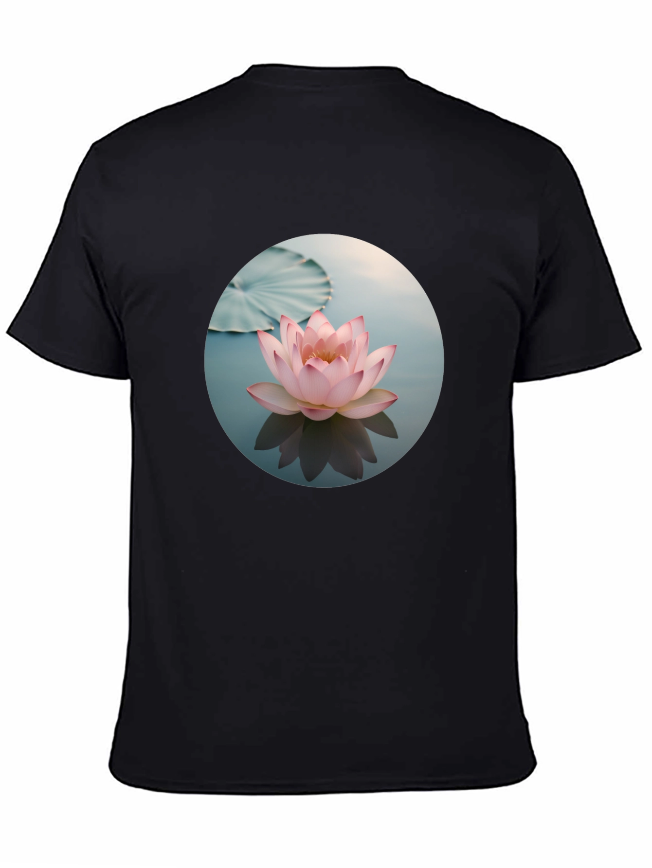 Lotus Flower Graphic Print Black T-Shirt