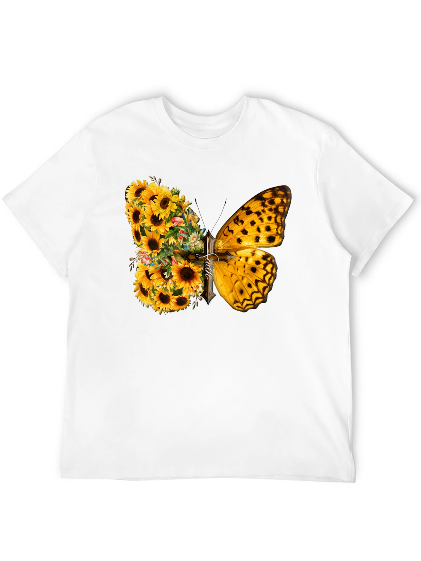 Sunflower Butterfly Graphic T-Shirt