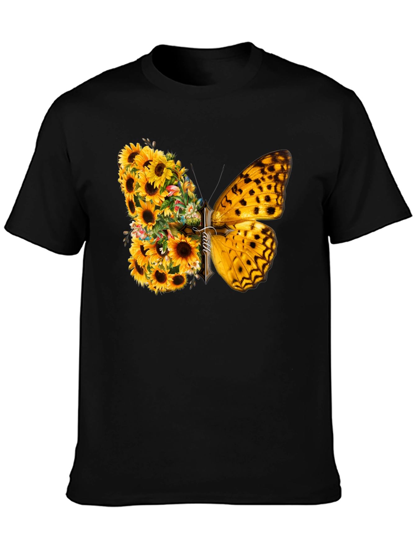 Sunflower Butterfly Graphic T-Shirt