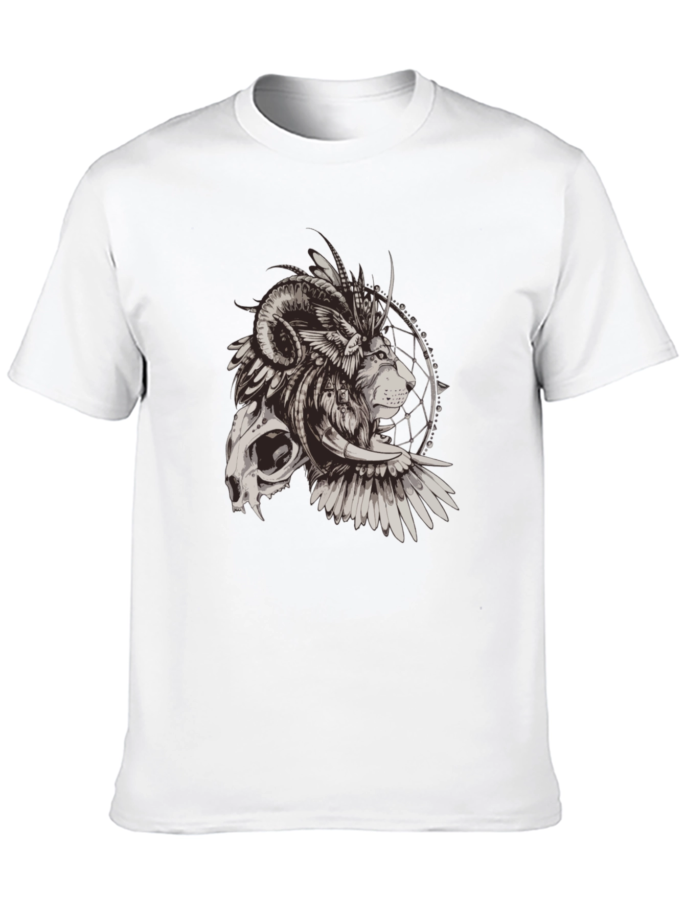 Skull Lion Dreamcatcher Graphic Tee - Mens Black T-Shirt