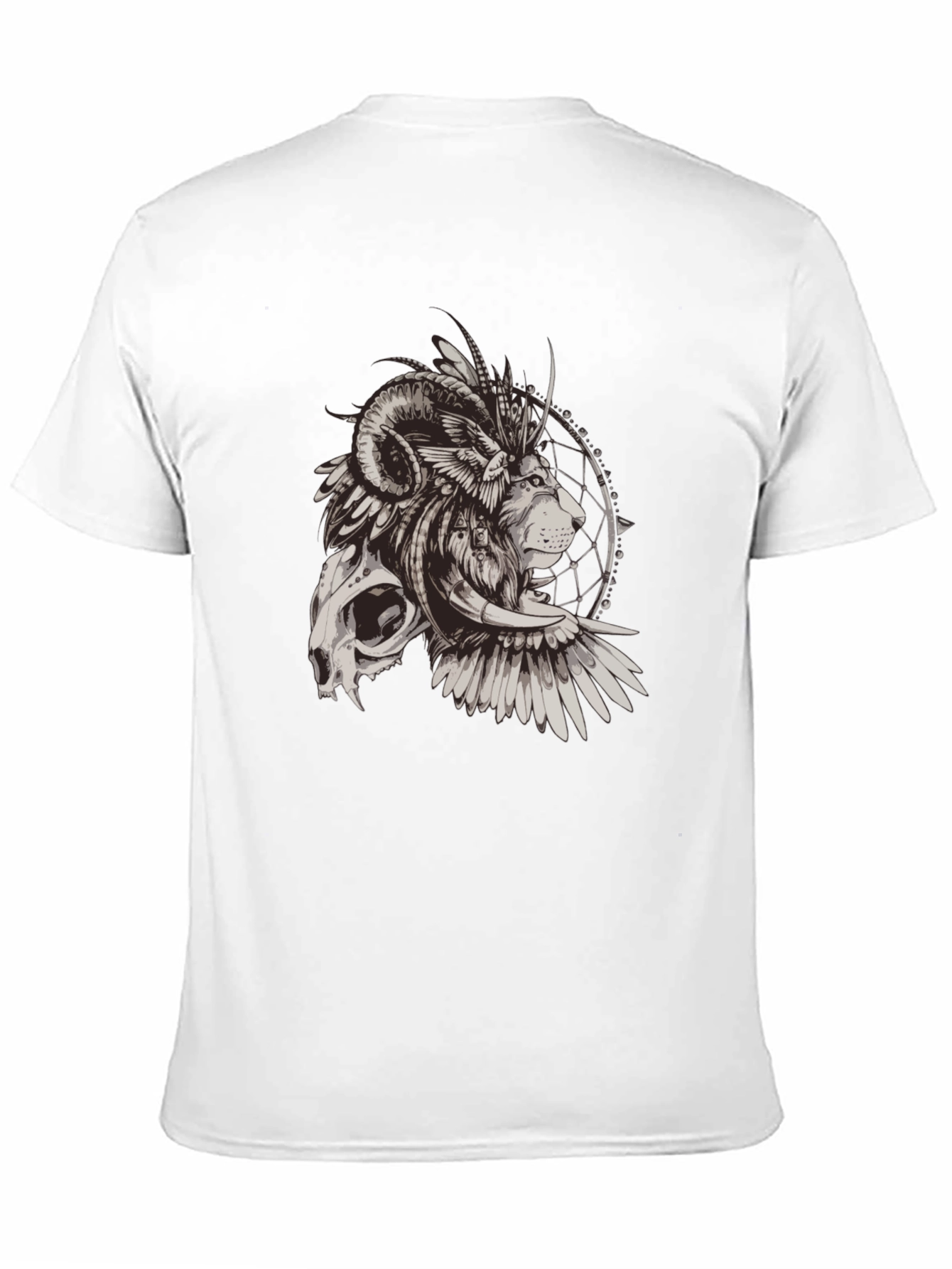 Skull Lion Dreamcatcher Graphic Tee - Mens Black T-Shirt