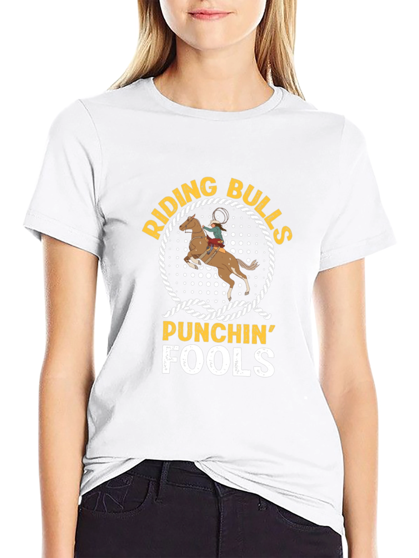 Riding Bulls Punchin Fools Black T-Shirt