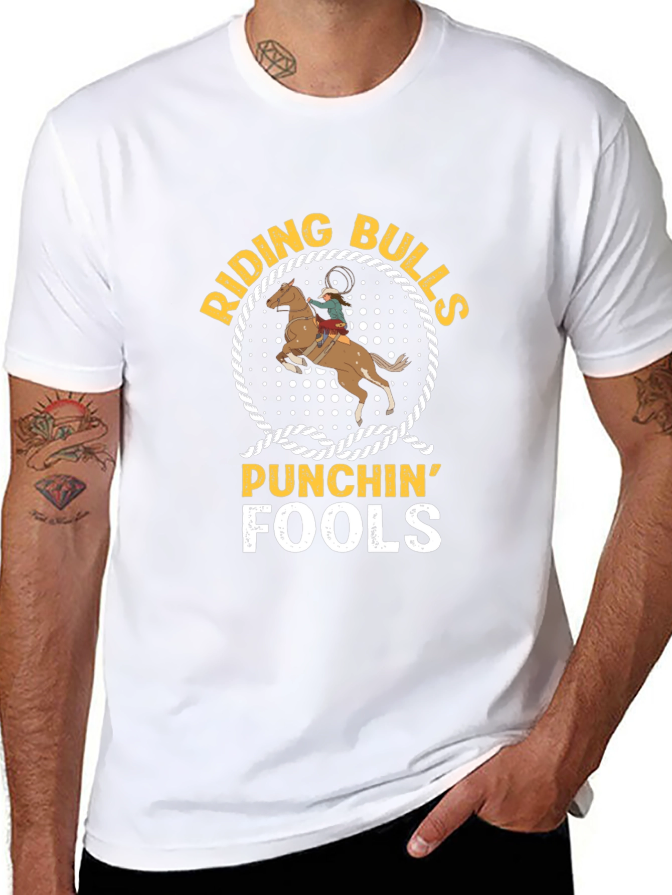 Riding Bulls Punchin Fools Black T-Shirt