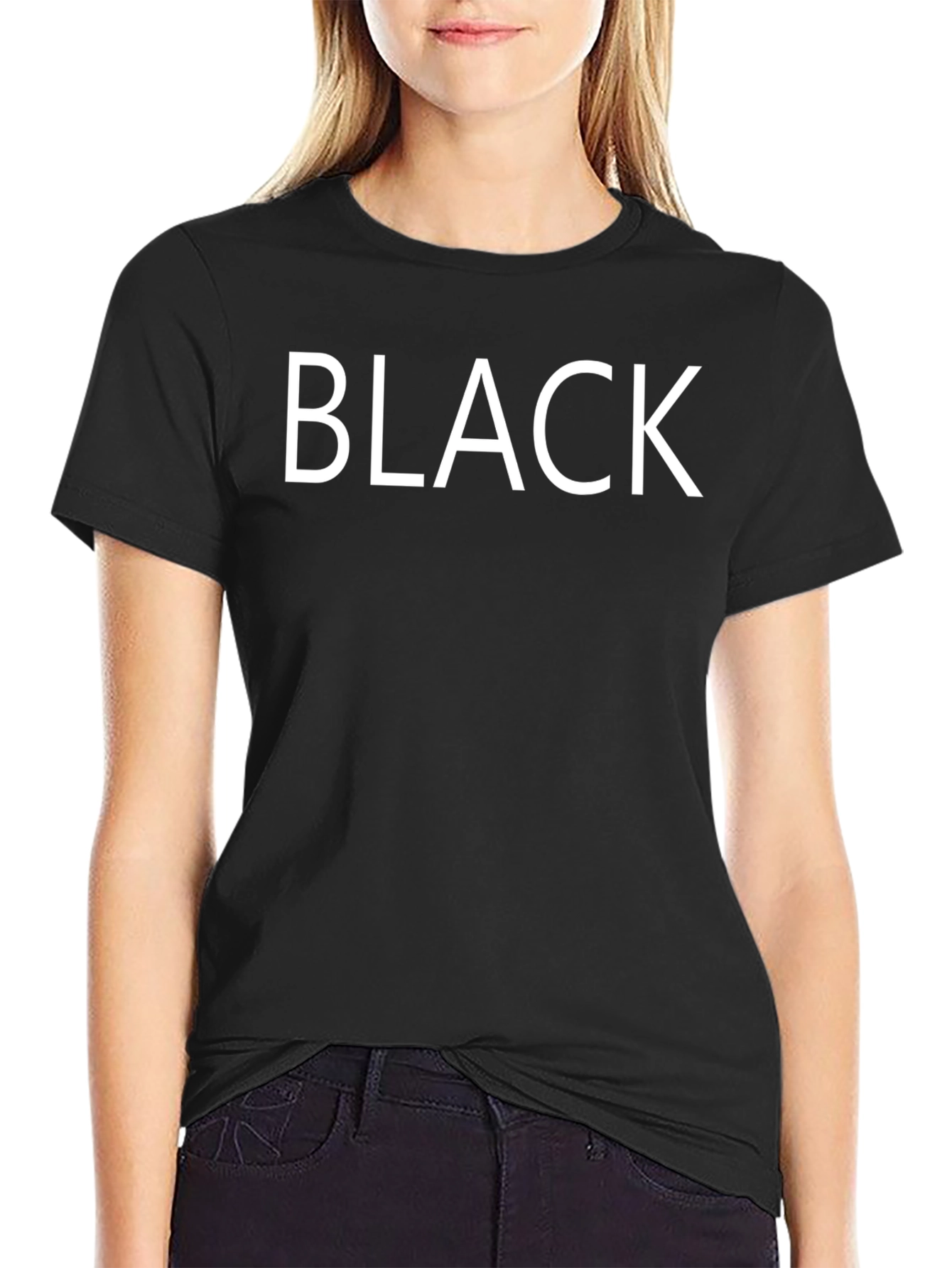Mens Black T-Shirt with White BLACK Print