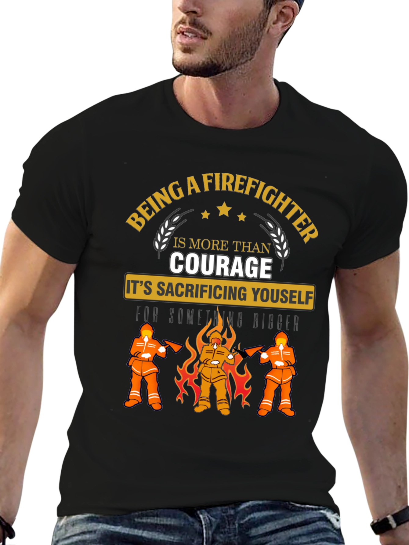 Firefighter Sacrifice Graphic Tee - Heroic Design