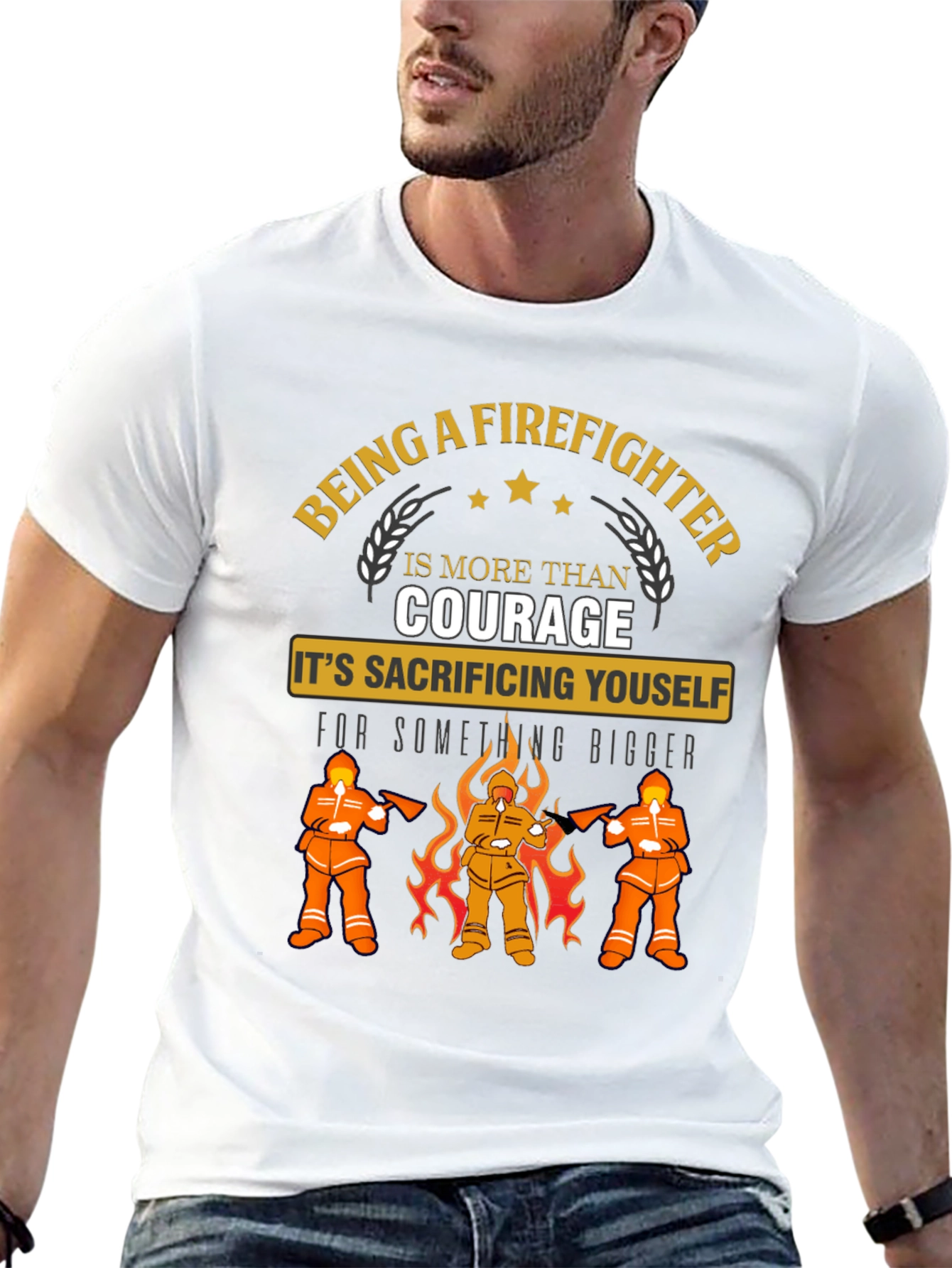 Firefighter Sacrifice Graphic Tee - Heroic Design