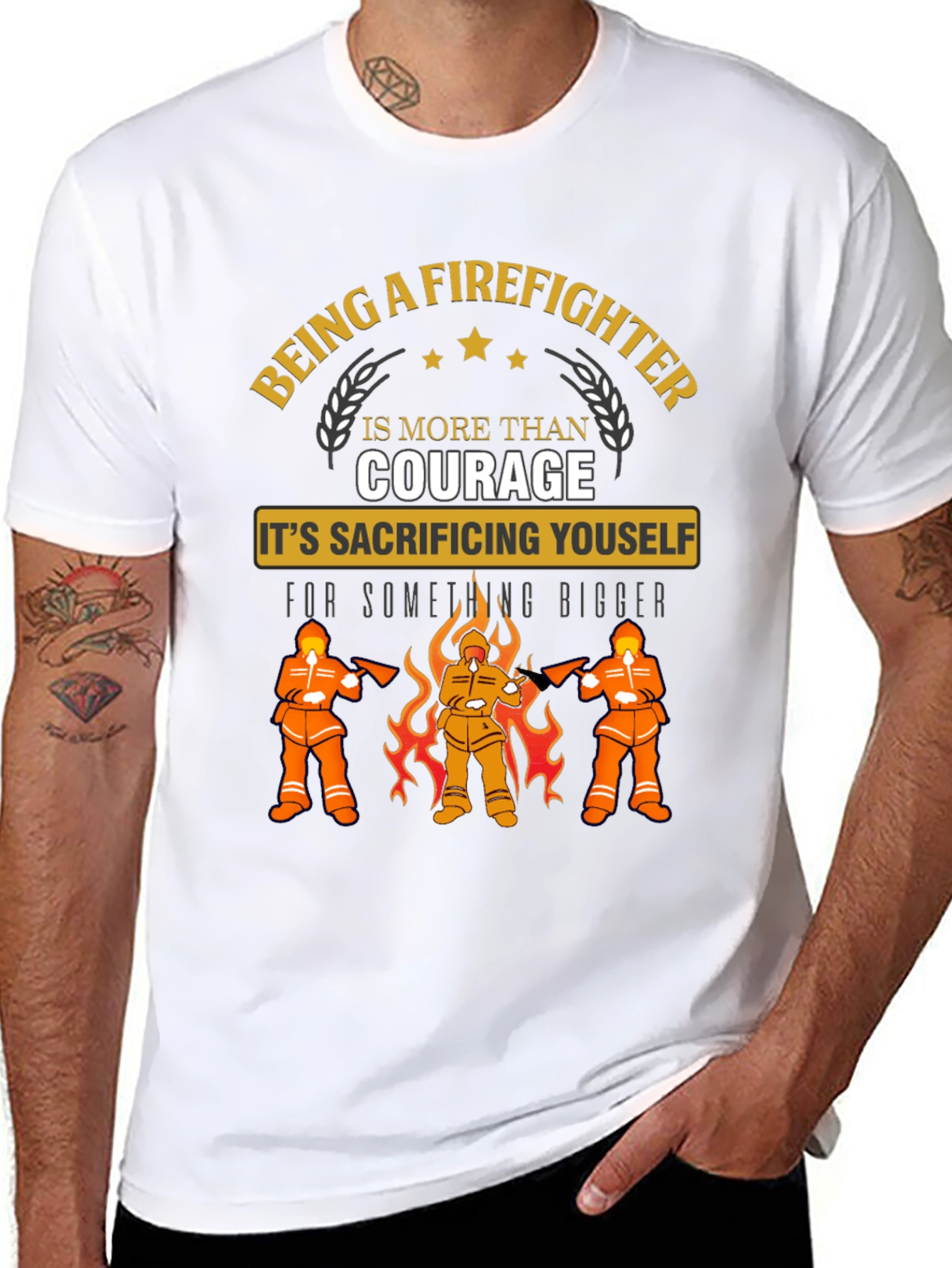 Firefighter Sacrifice Graphic Tee - Heroic Design
