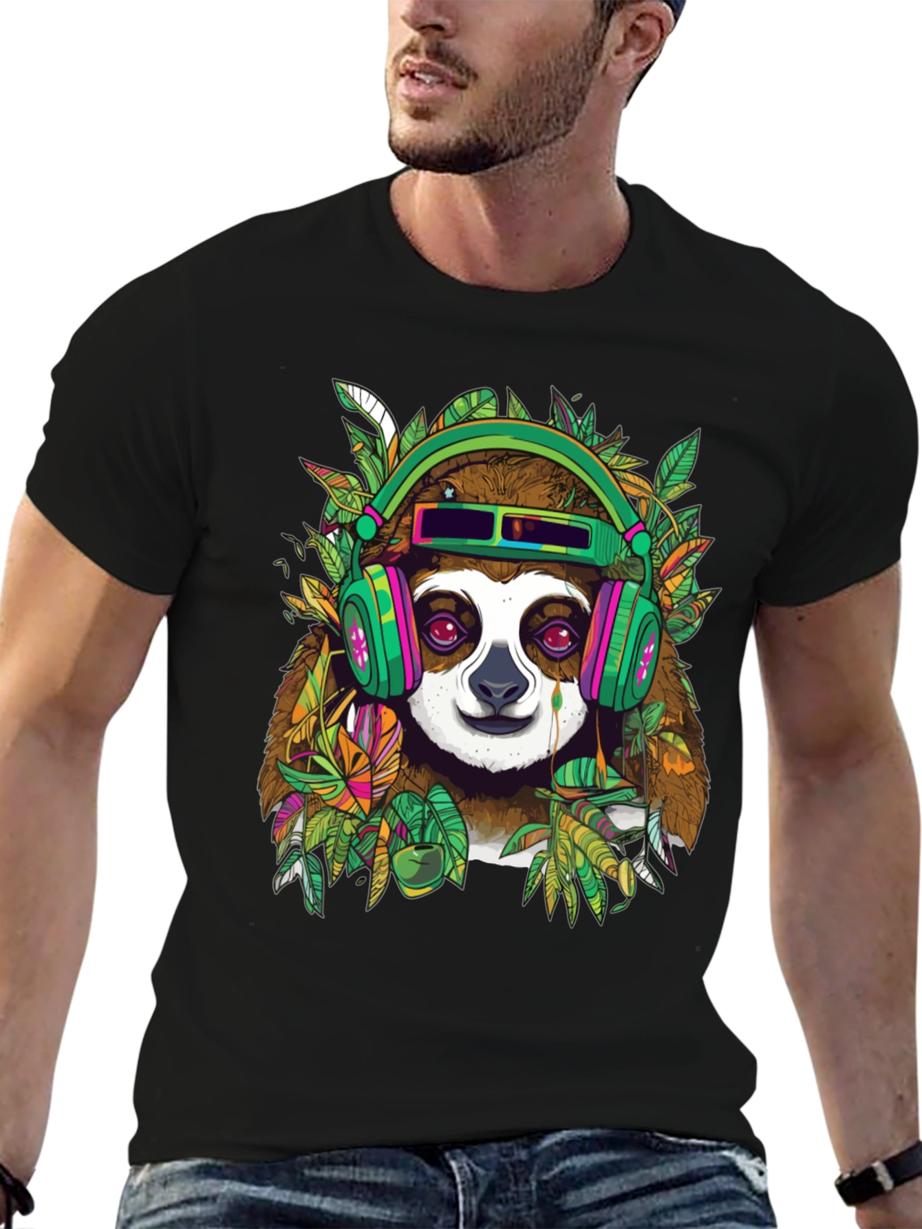 Sloth in Headphones Graphic Tee