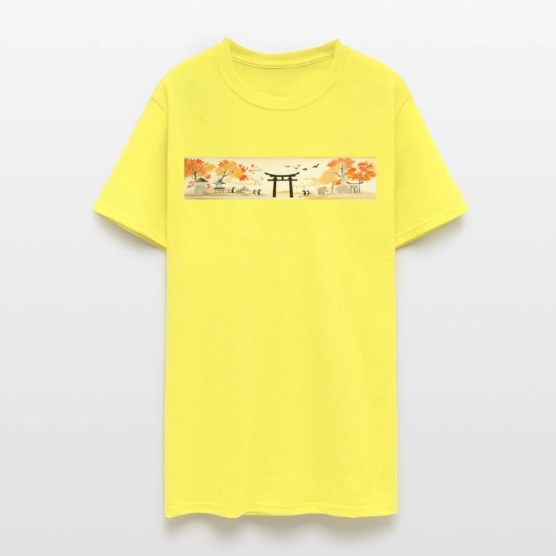 Torii Gate and Maple Leaves in Japanese Yuzen Dye