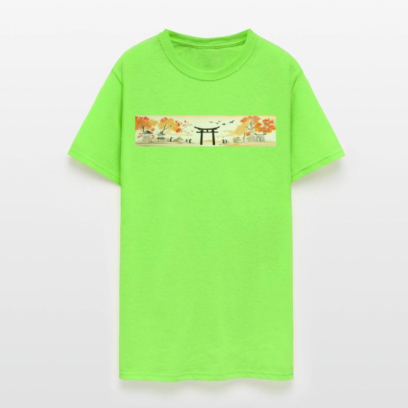 Torii Gate and Maple Leaves in Japanese Yuzen Dye