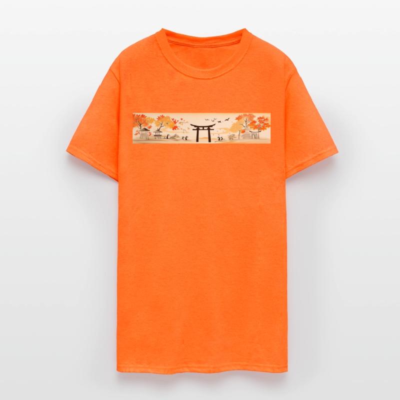 Torii Gate and Maple Leaves in Japanese Yuzen Dye