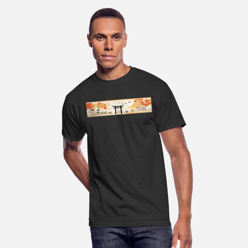 Torii Gate and Maple Leaves in Japanese Yuzen Dye