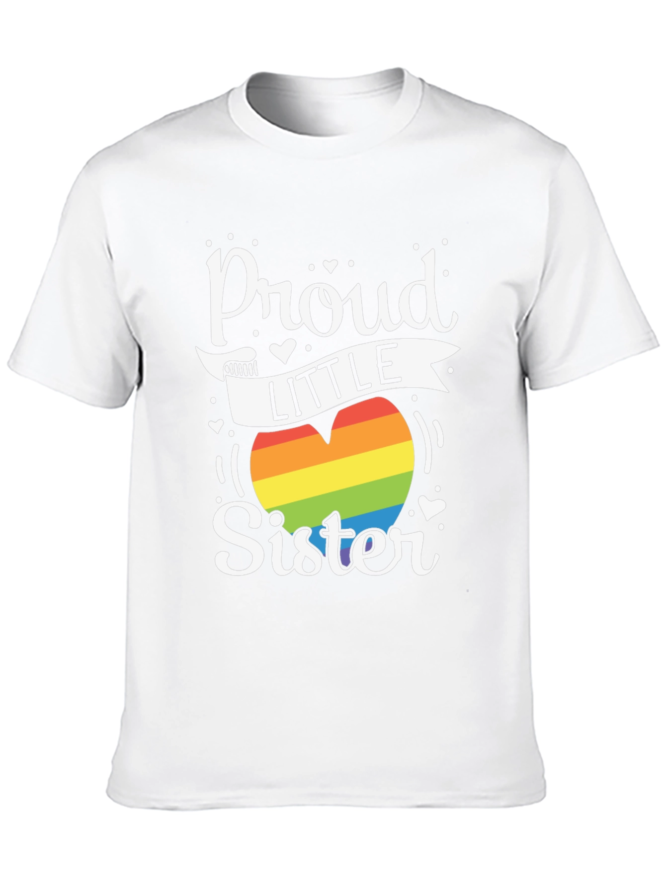 Proud Little Sister LGBTQ Pride Rainbow Heart T-Shirt