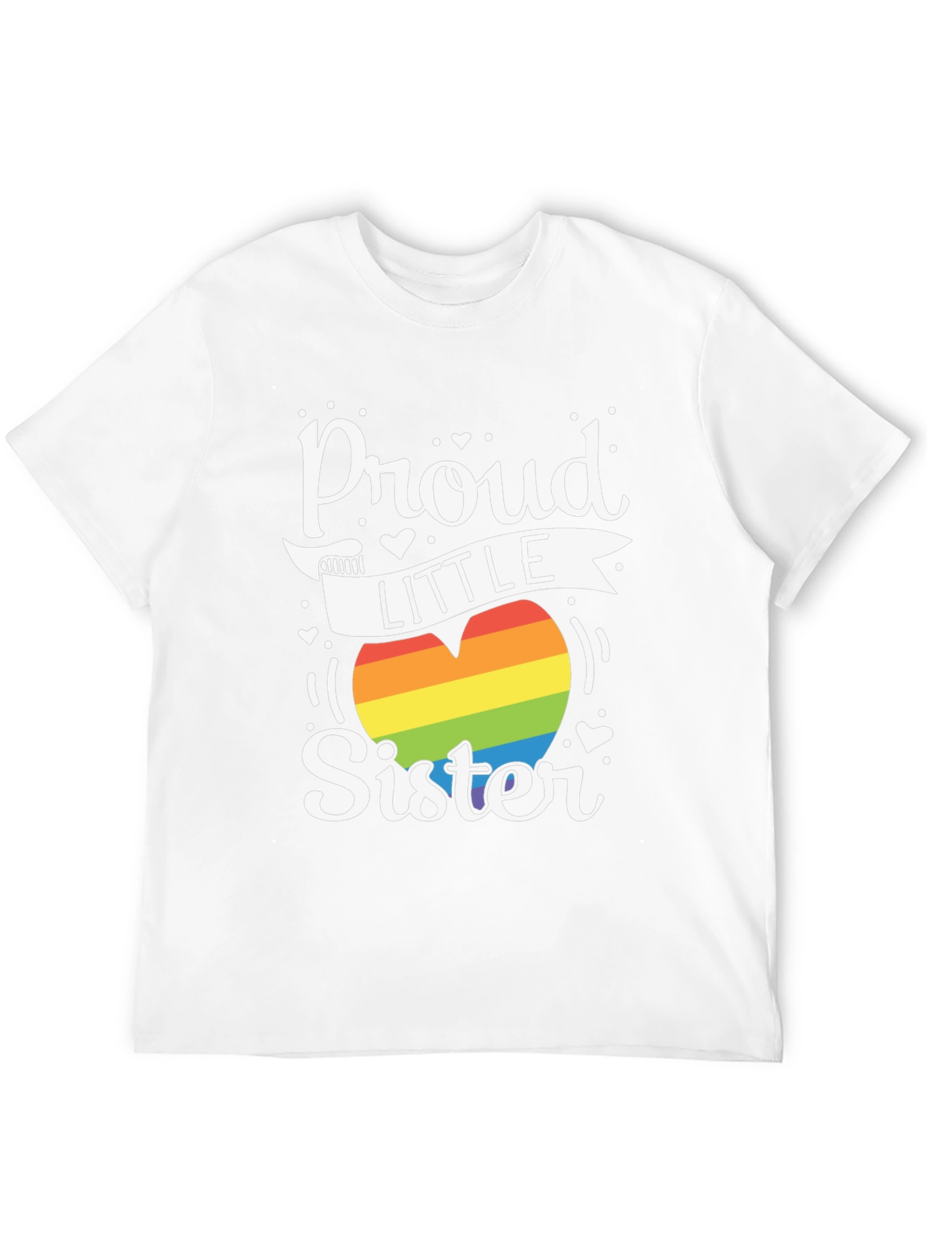 Proud Little Sister LGBTQ Pride Rainbow Heart T-Shirt