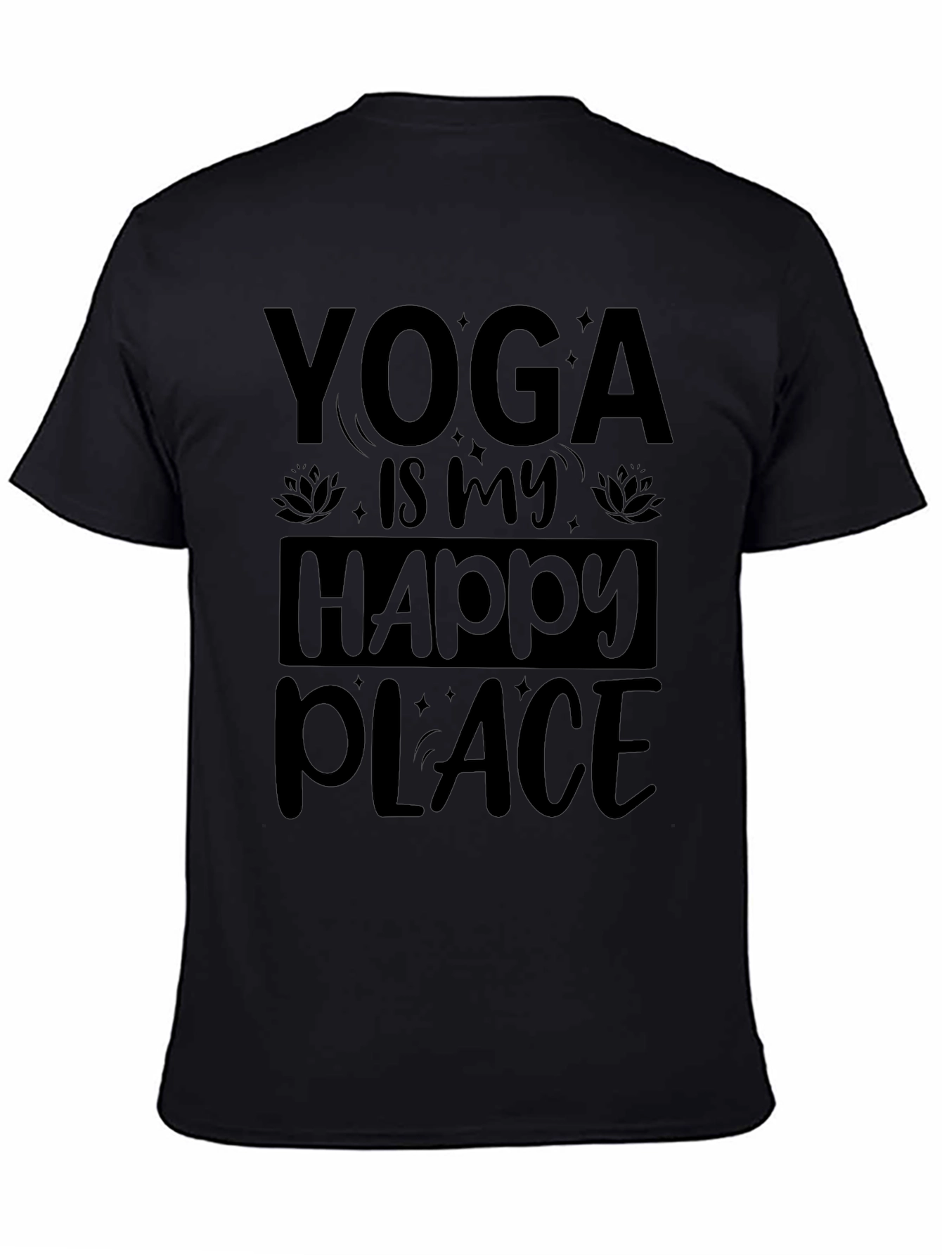Yoga is My Happy Place Black Graphic Tee