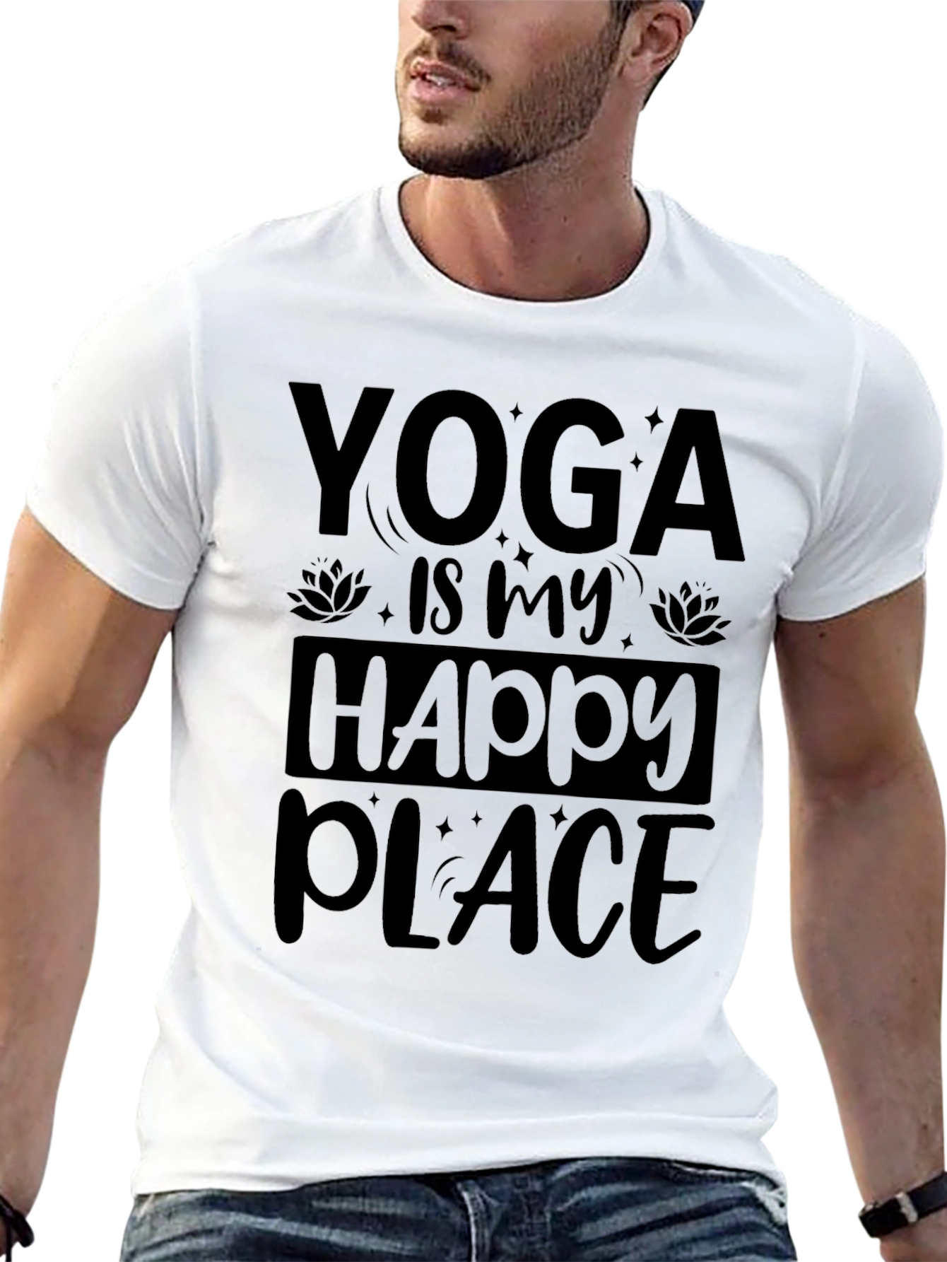 Yoga is My Happy Place Black Graphic Tee