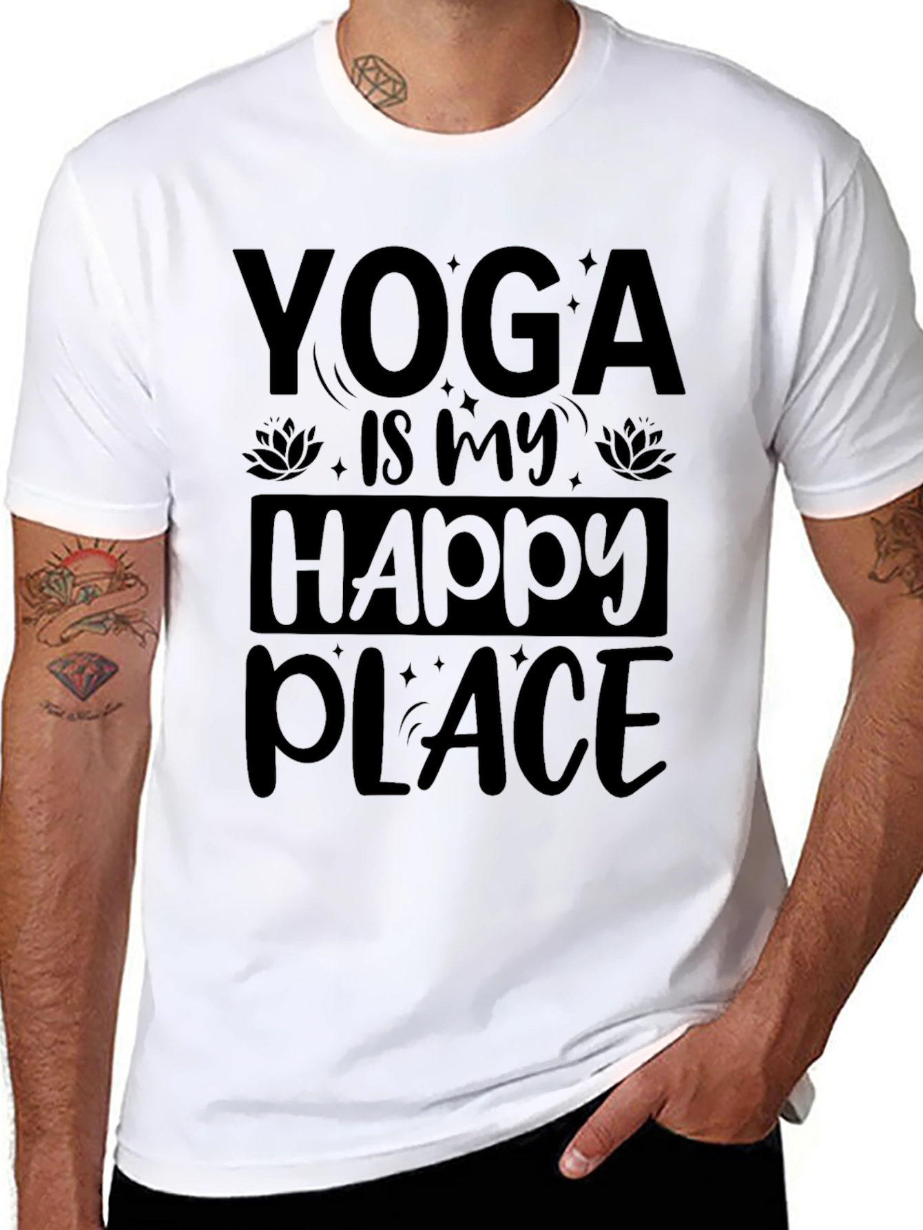 Yoga is My Happy Place Black Graphic Tee