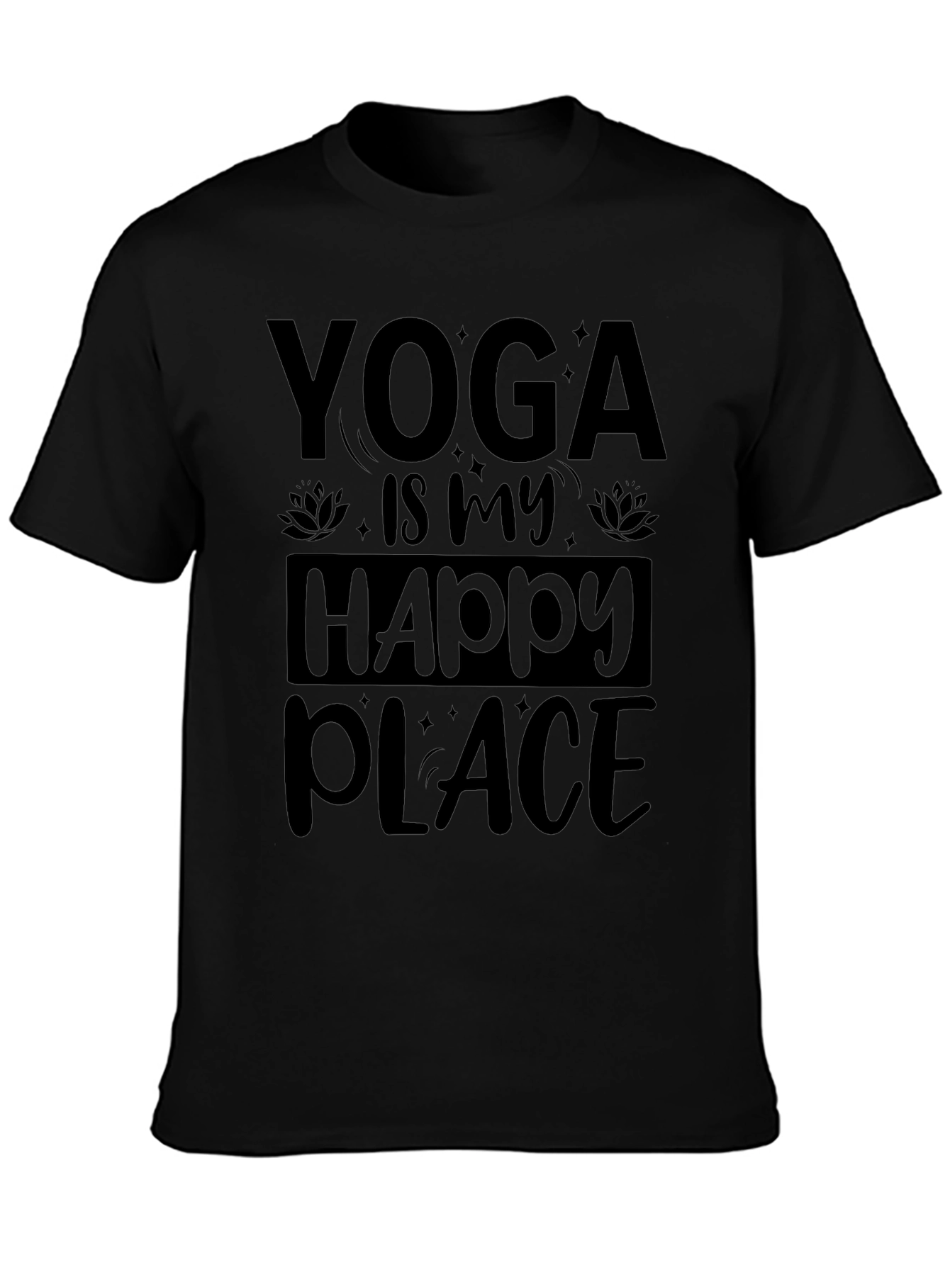 Yoga is My Happy Place Black Graphic Tee