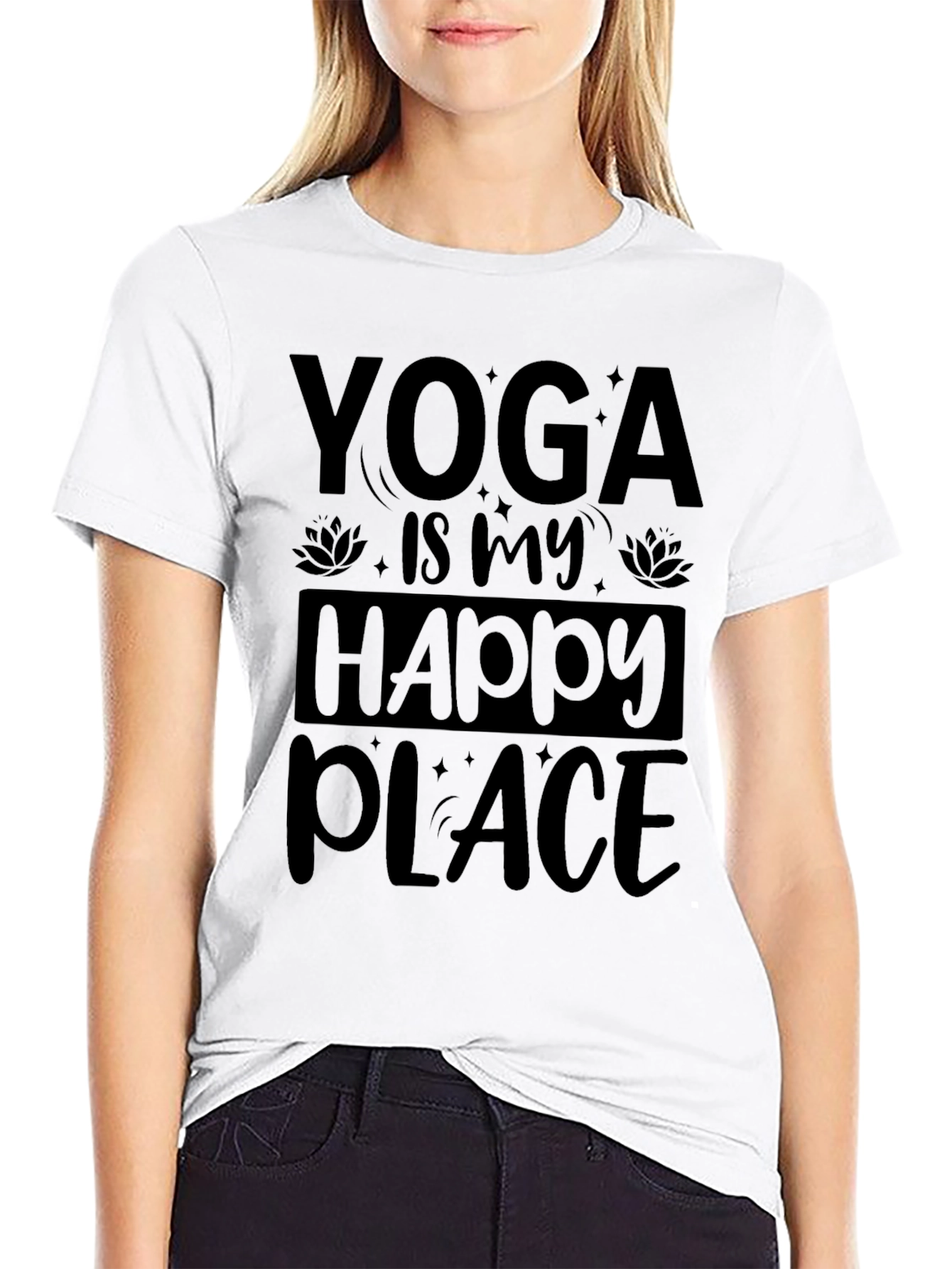 Yoga is My Happy Place Black Graphic Tee