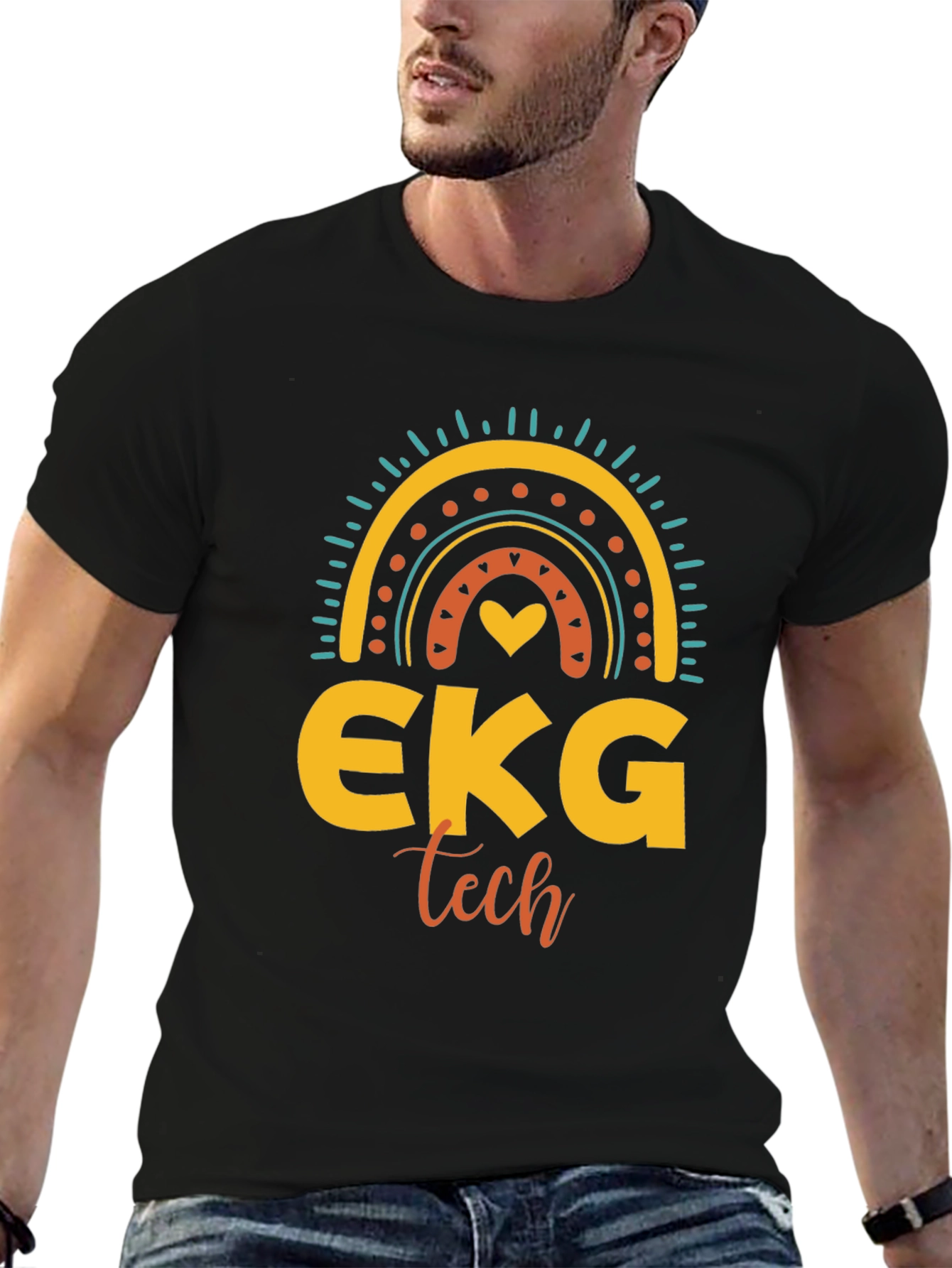 EKG Tech Rainbow Graphic T-Shirt