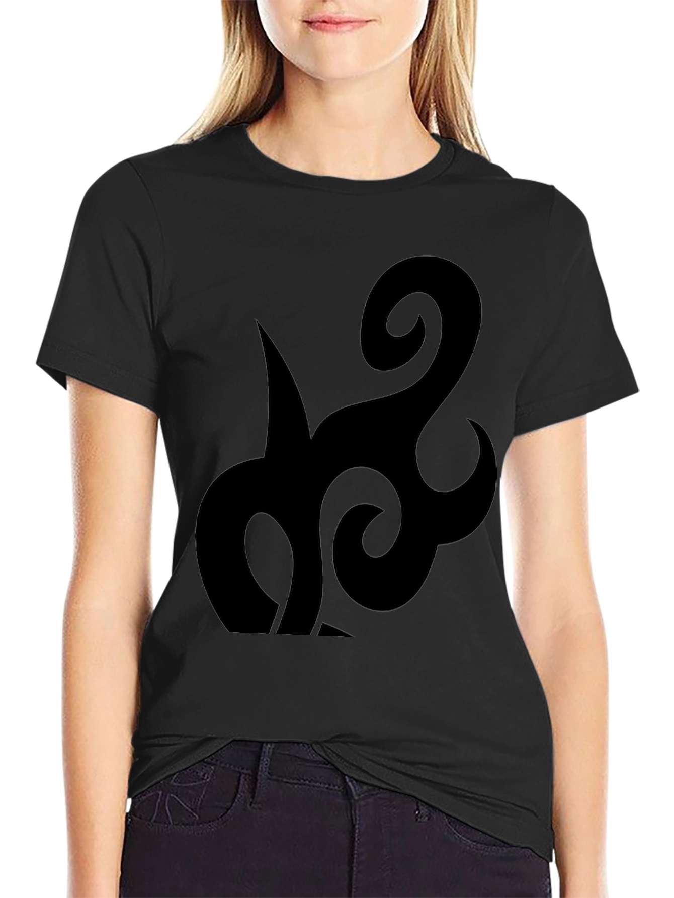 Black Graphic Tee - Abstract Design