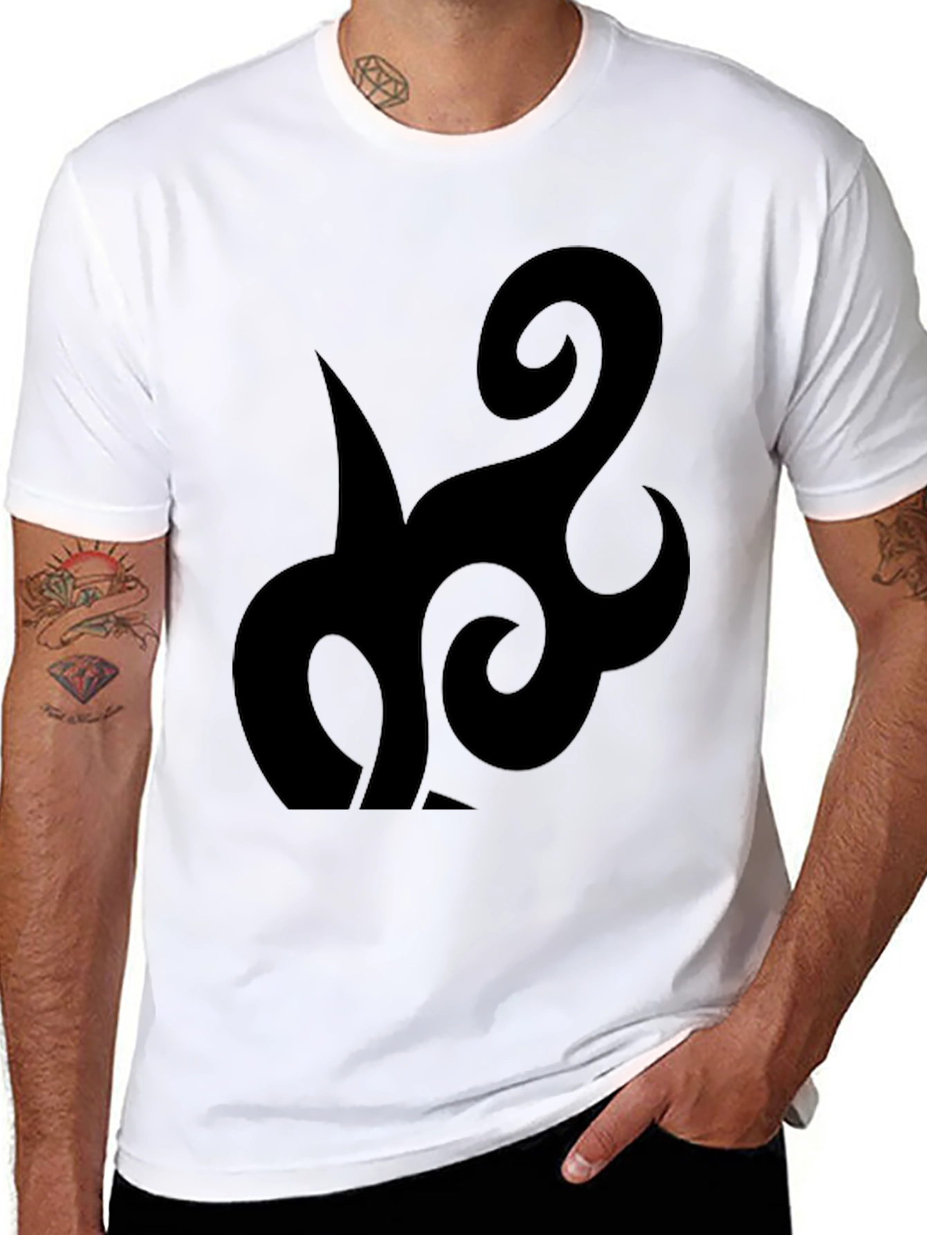 Black Graphic Tee - Abstract Design
