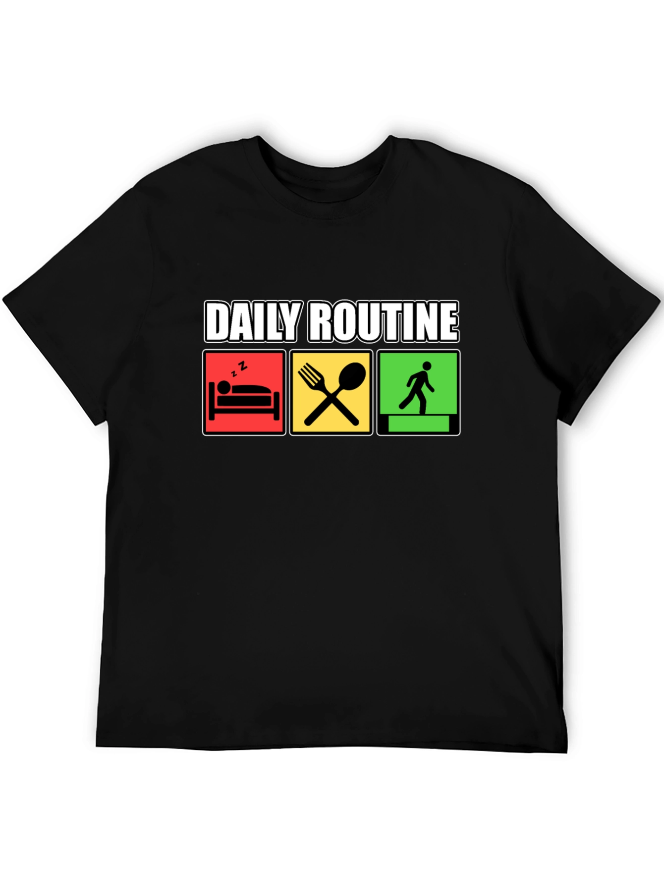 Daily Routine Graphic Tee - Black Cotton T-Shirt