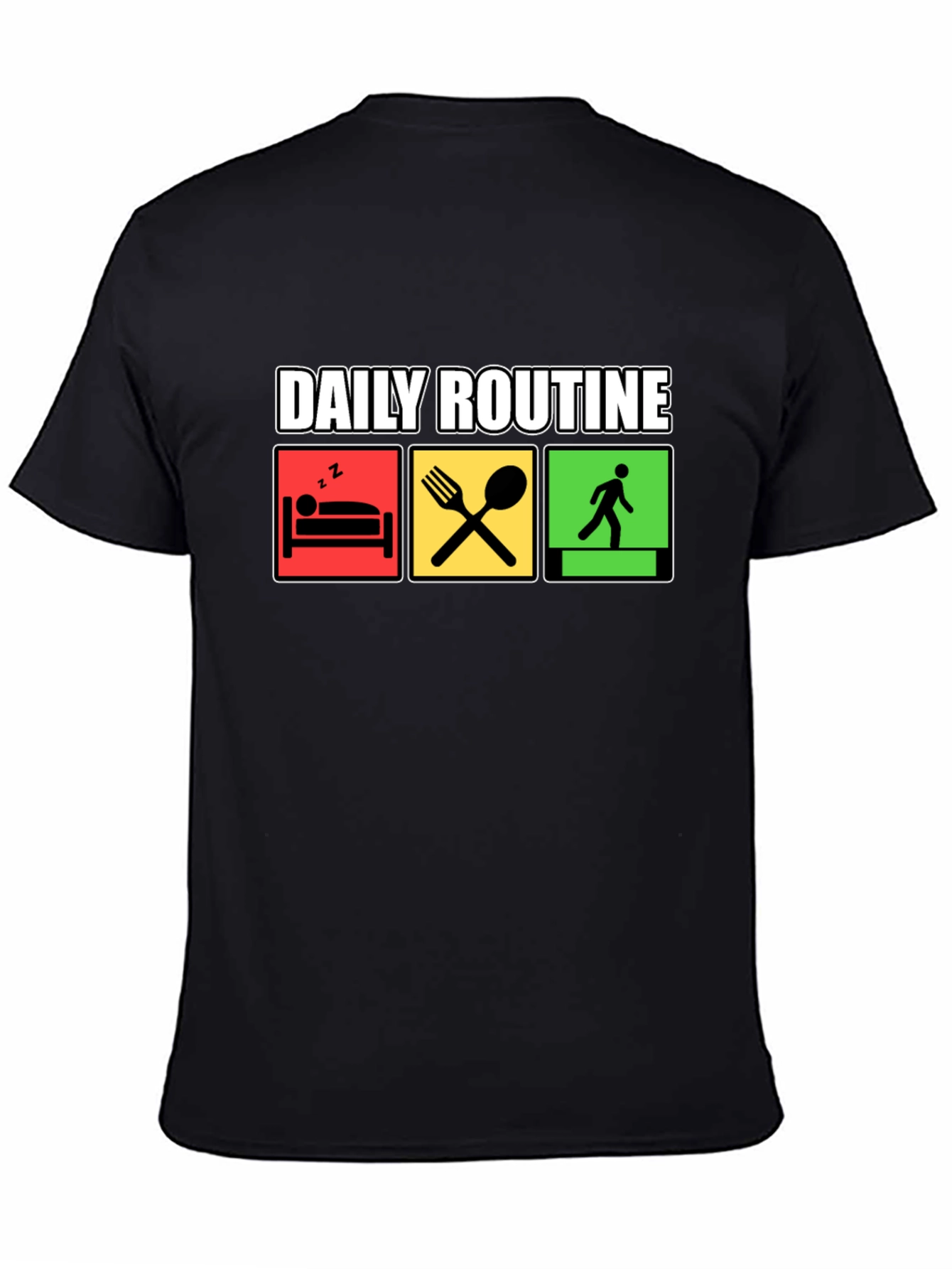 Daily Routine Graphic Tee - Black Cotton T-Shirt