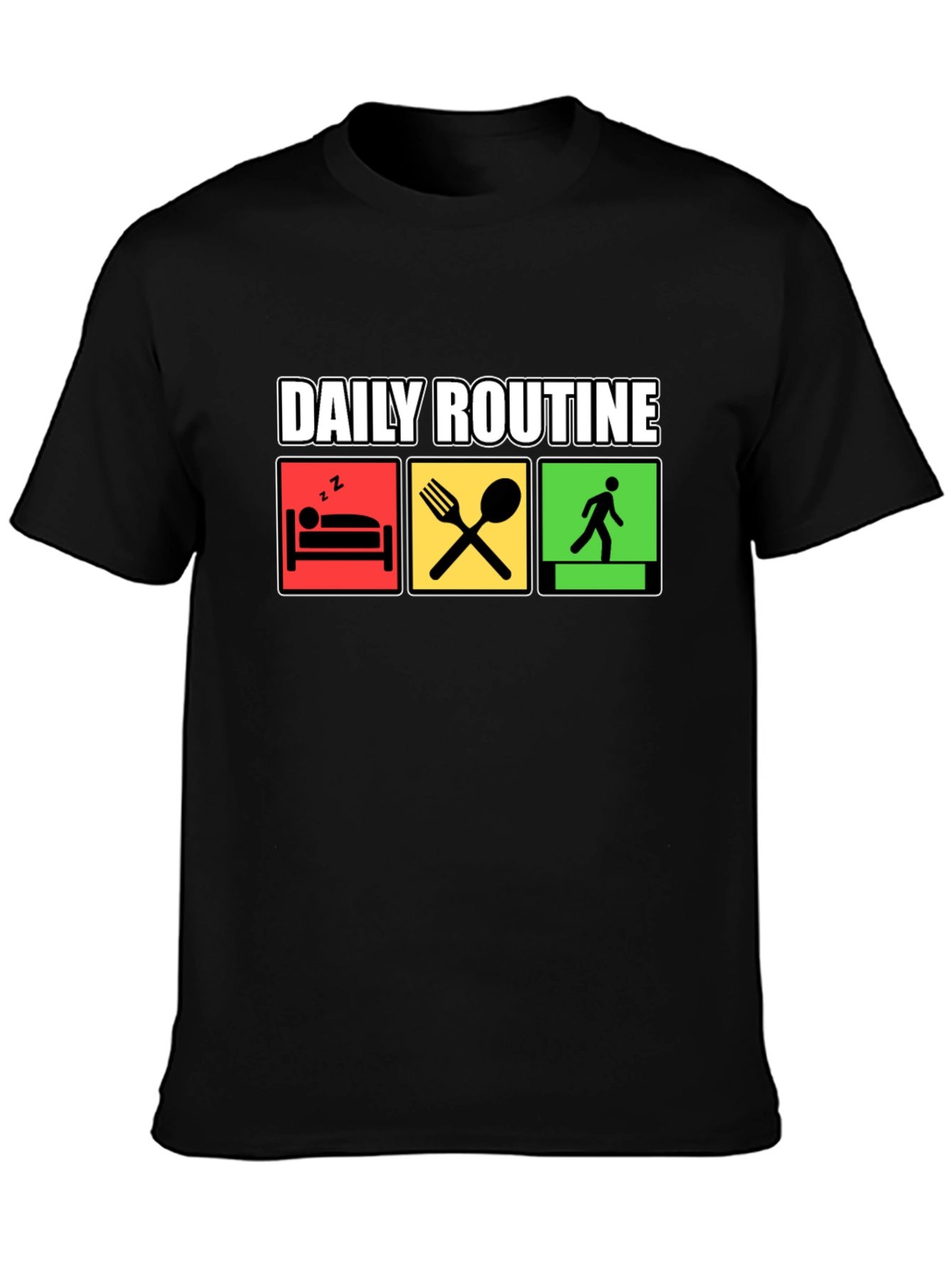 Daily Routine Graphic Tee - Black Cotton T-Shirt