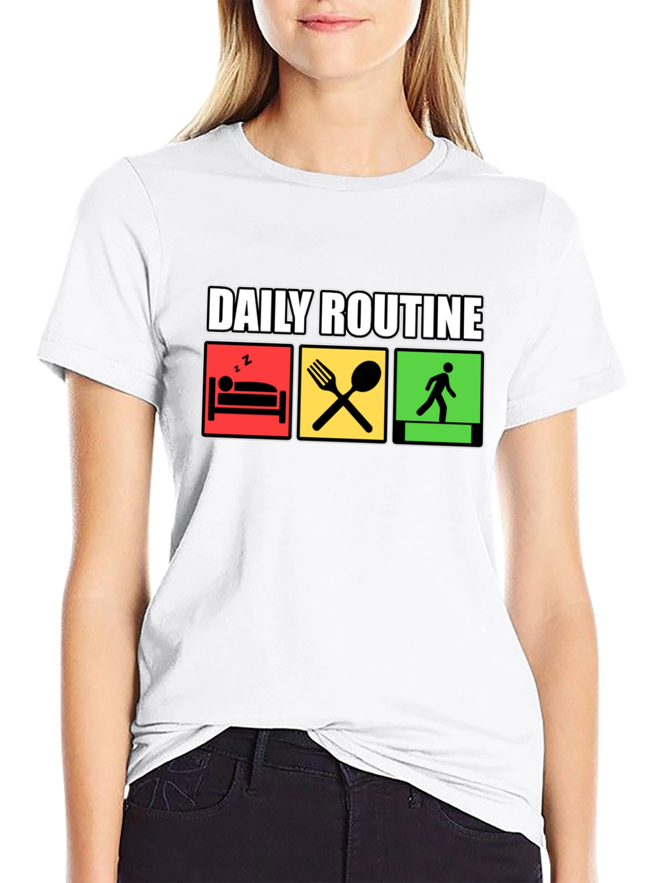 Daily Routine Graphic Tee - Black Cotton T-Shirt