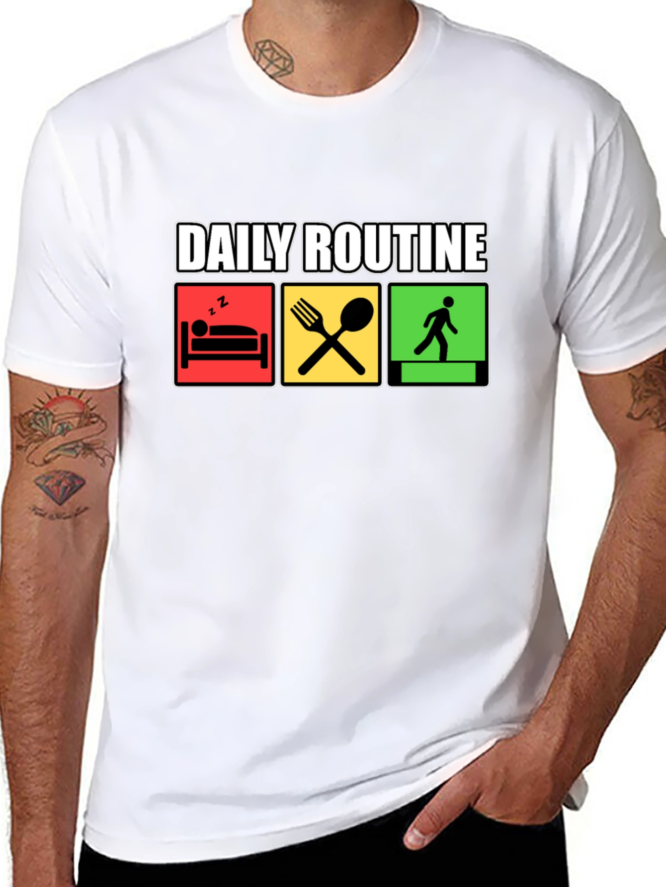 Daily Routine Graphic Tee - Black Cotton T-Shirt